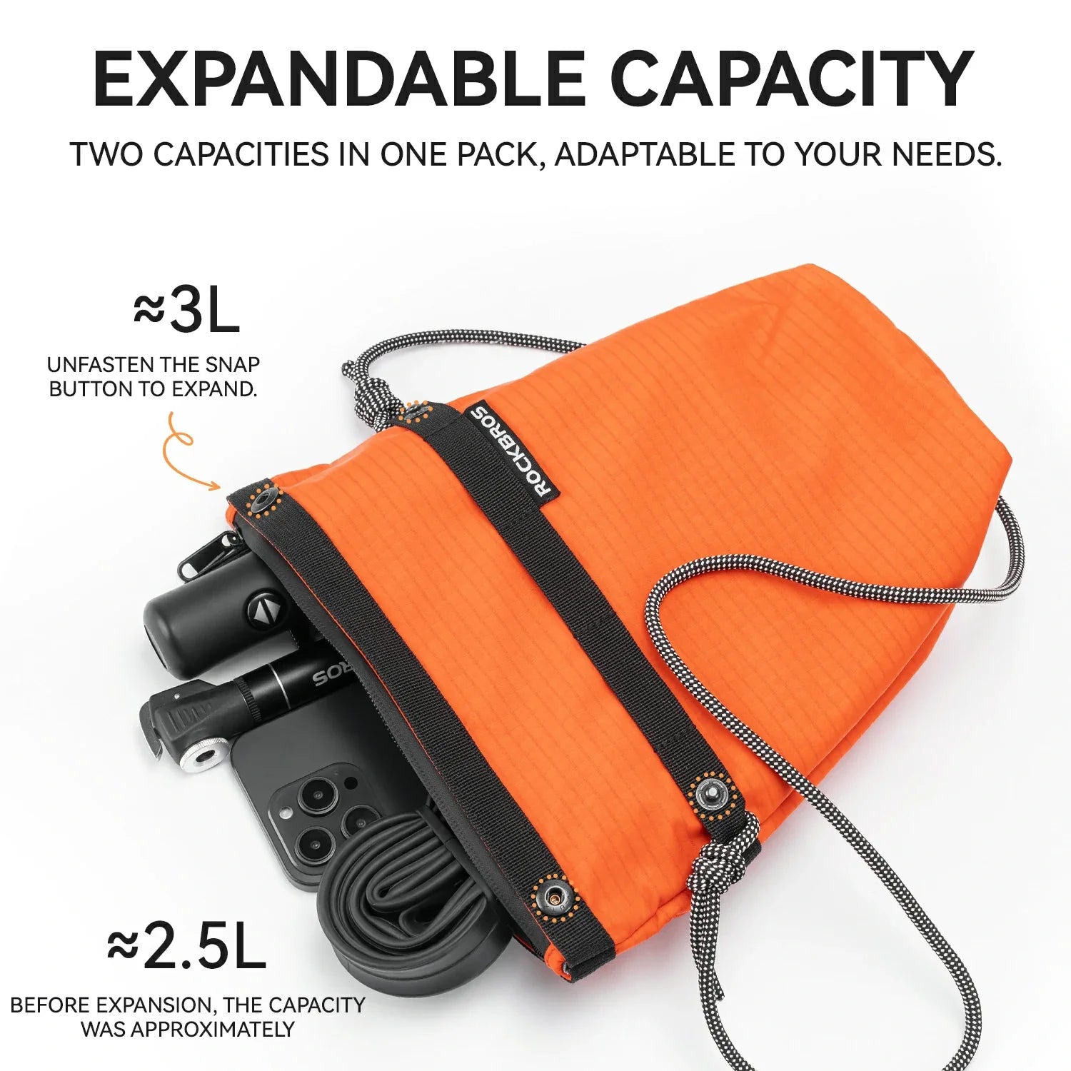Convertible Bike Front Bag Crossbody Bag– Expandable Nylon Handlebar