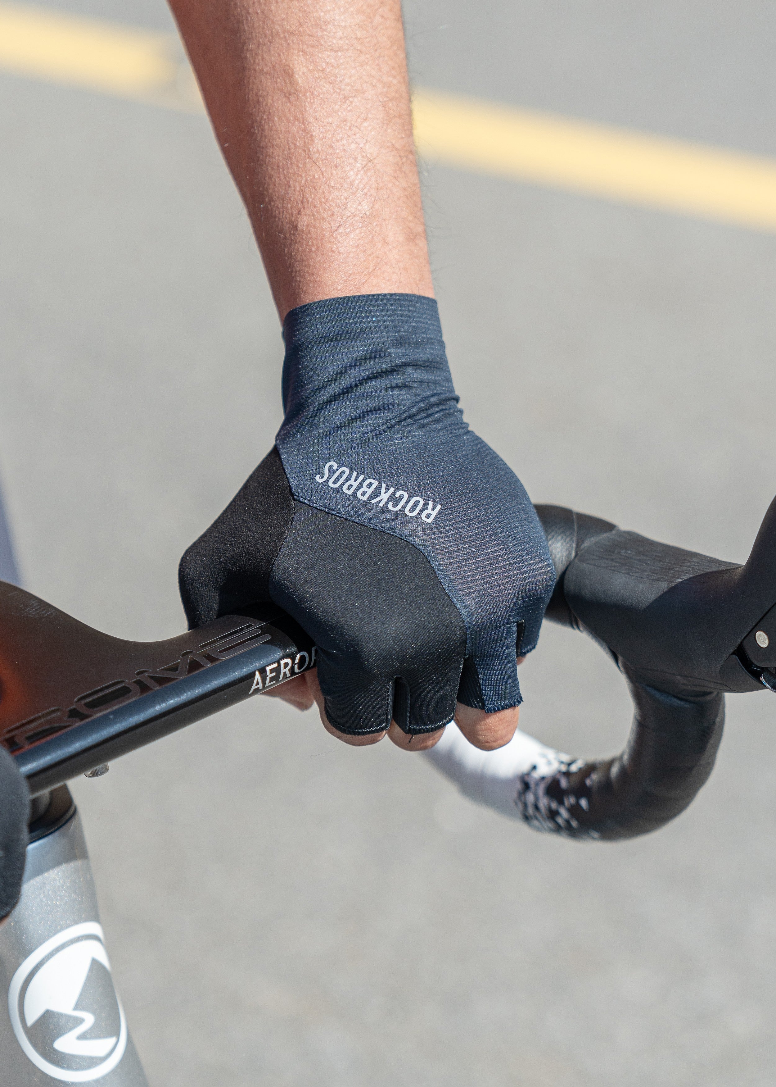 ROCKRBOS Road-to-Sky Cycling Fingerless Gloves #Color_Navy Blue