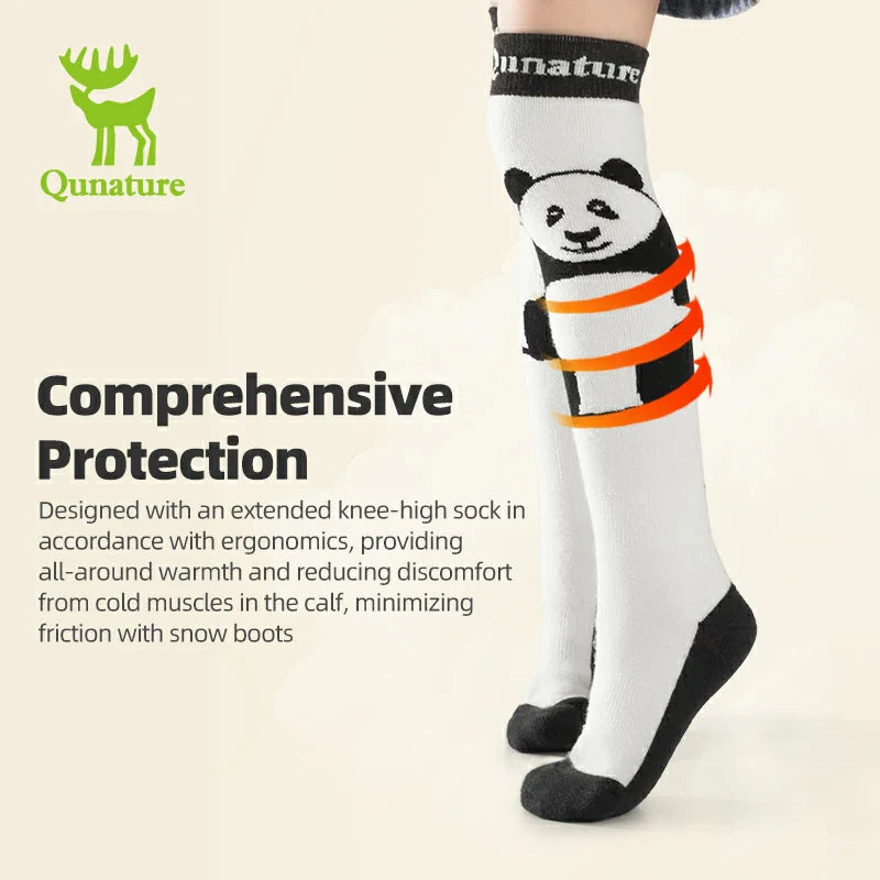Qunature Kids Panda Ski Socks | Heat Retaining Winter Warmth