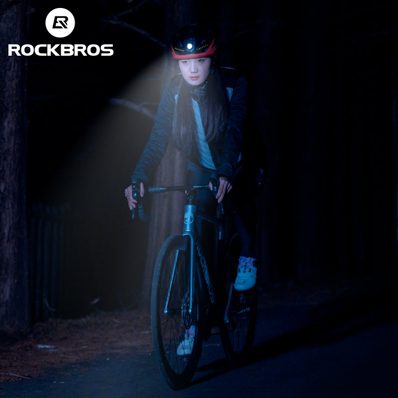 ROCKBROS Safety Warning Helmet with Built-In Lights and Adjustable Fit