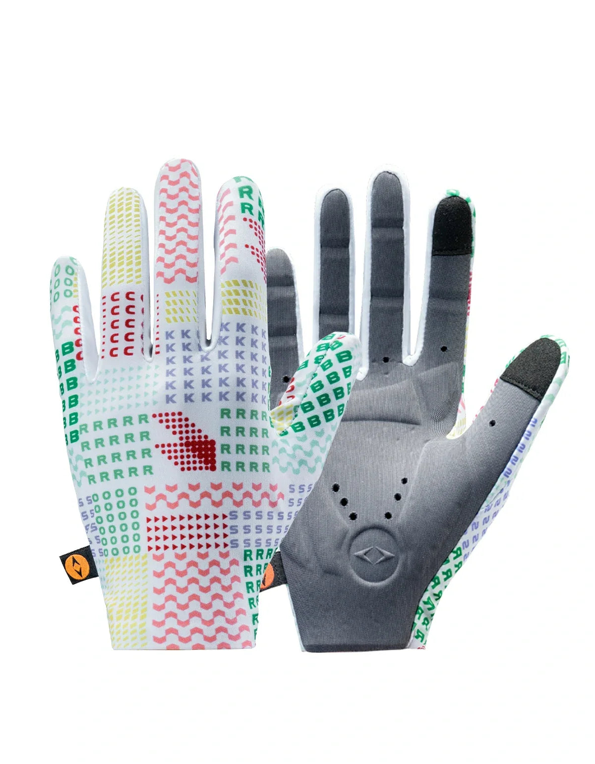 Back view of the printed full-finger bike gloves #Color_Multicolor