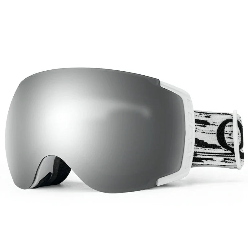 ski goggle anti fog Qunature Anti-Fog Ski Goggles UV400 Protection Double-Layer Lenses for Clear View White Frame with Silver Coating