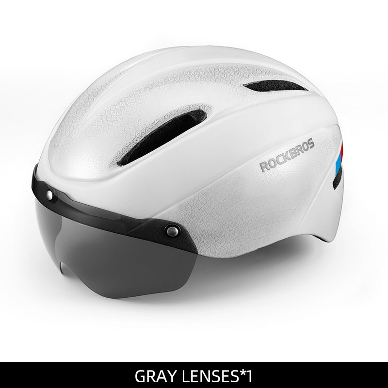 ROCKBROS Ultralight Magnetic Goggles Rear Light Cycling Helmet, White