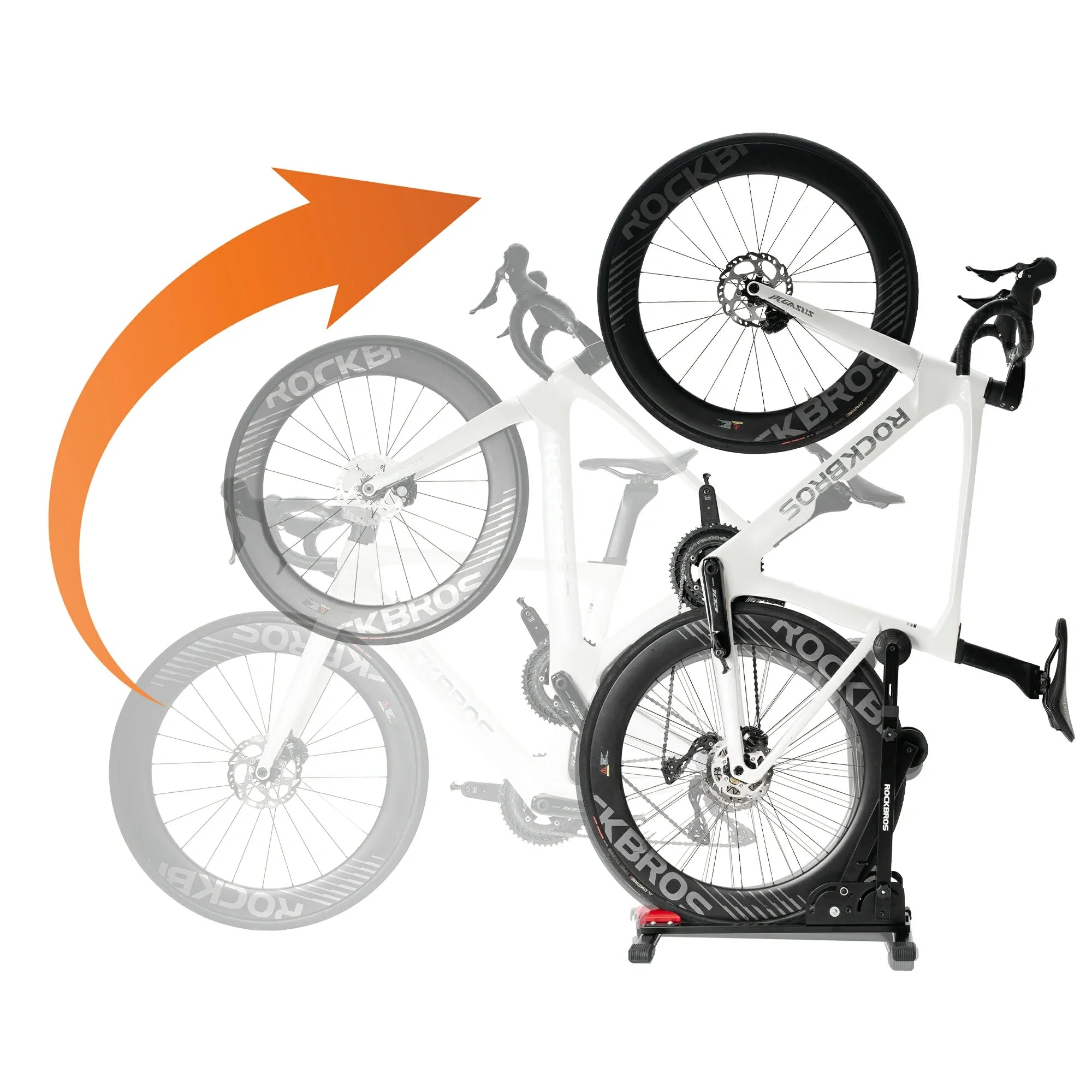 2-in-1 Adjustable Bike Stand Foldable Floor Vertical Rack Sturdy Carbon Steel for 24-27.5 Wheels