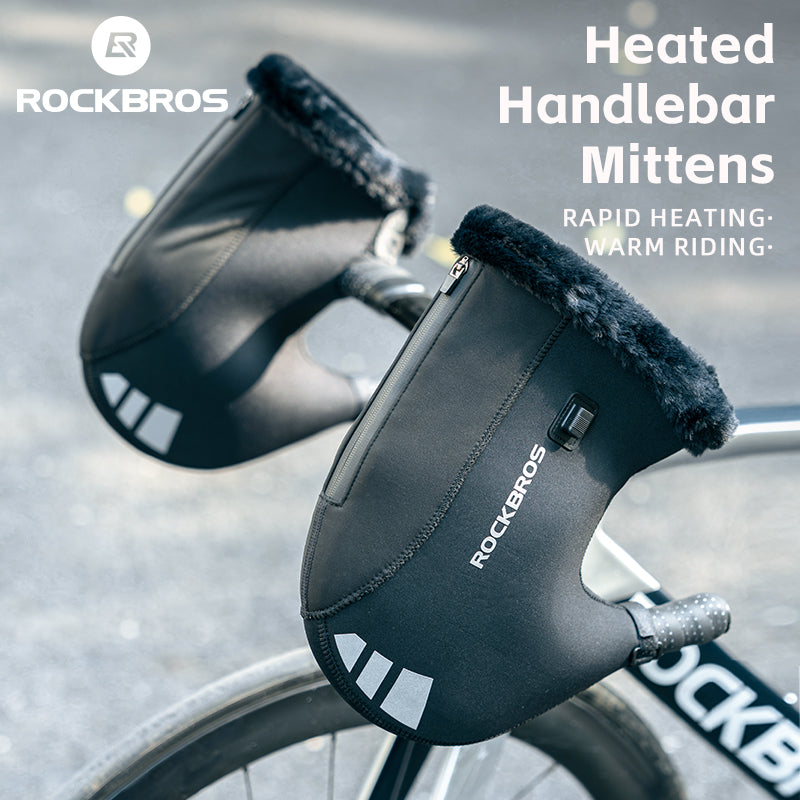 ROCKBROS USB Charging Heated Winter Handlebar Mittens for Winter Cycling