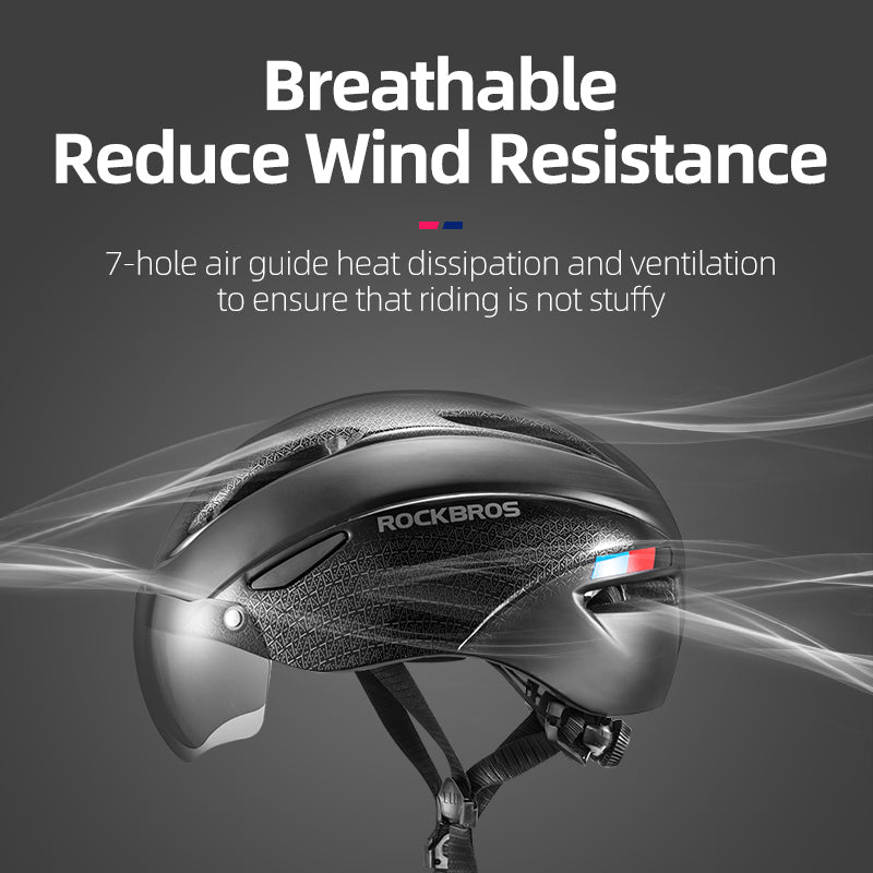 ROCKBROS Ultralight Magnetic Goggles Rear Light Cycling Helmet