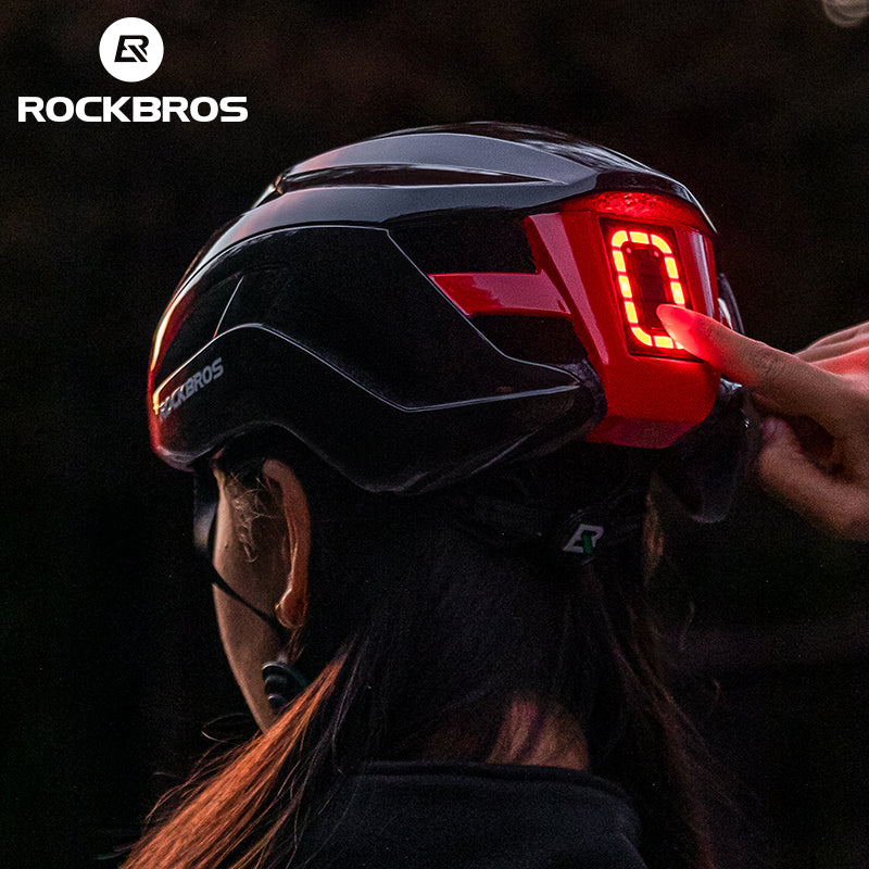 ROCKBROS Safety Warning Helmet with Built-In Lights and Adjustable Fit