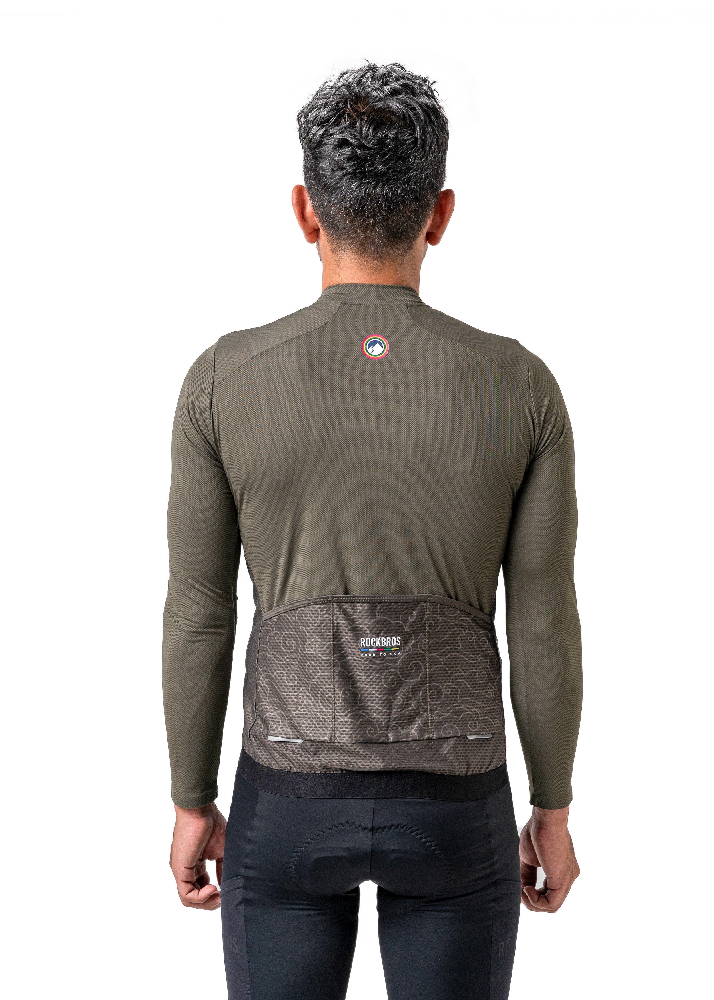 ROCKBROS Road-to-Sky Men's Cycling Long-Sleeved Jersey #Color_Army Green