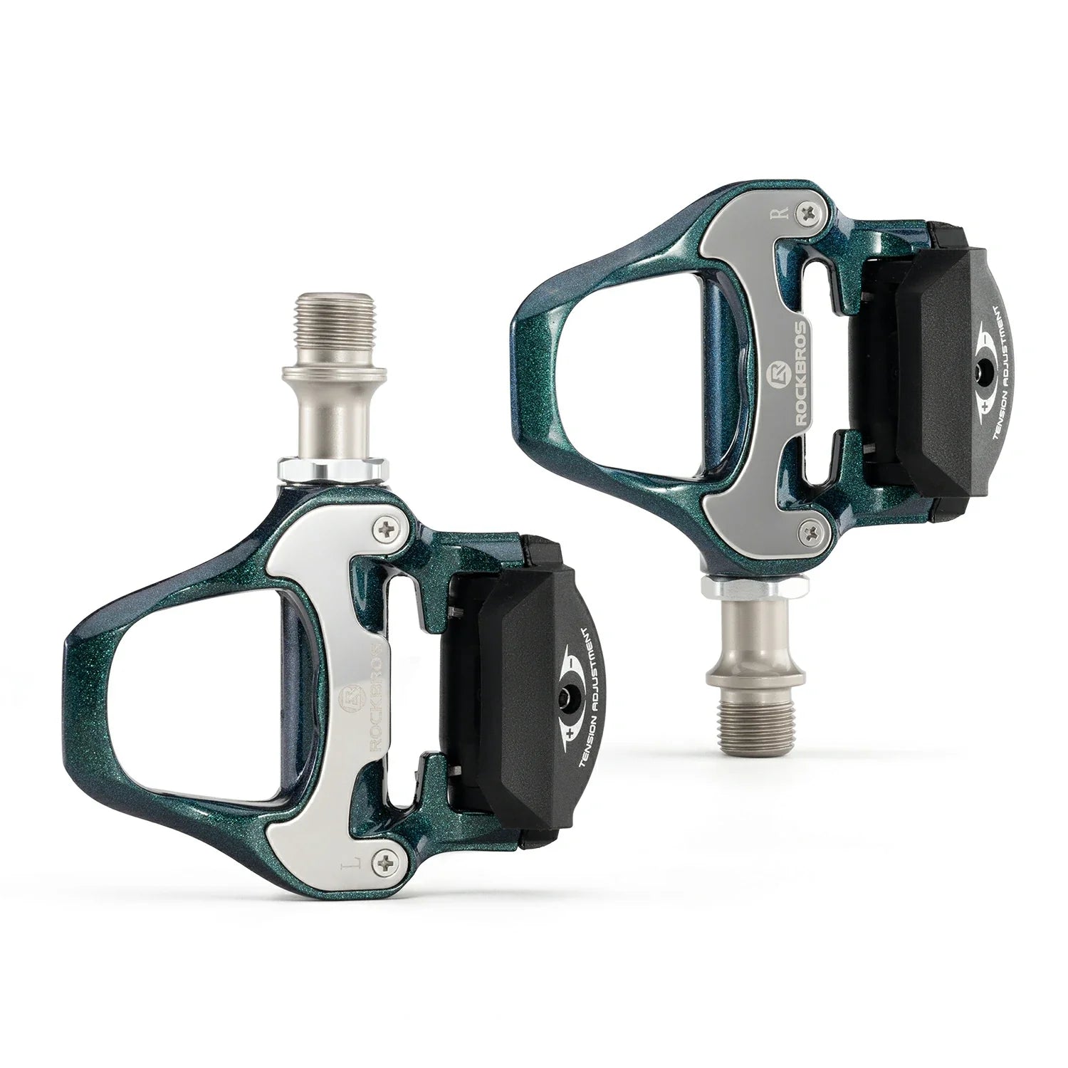 mtb pedals on a road bike ROCKBROS Road MTB Lightweight Clipless Bicycle Pedals with Cleats Set Compatible with SPD-SL System