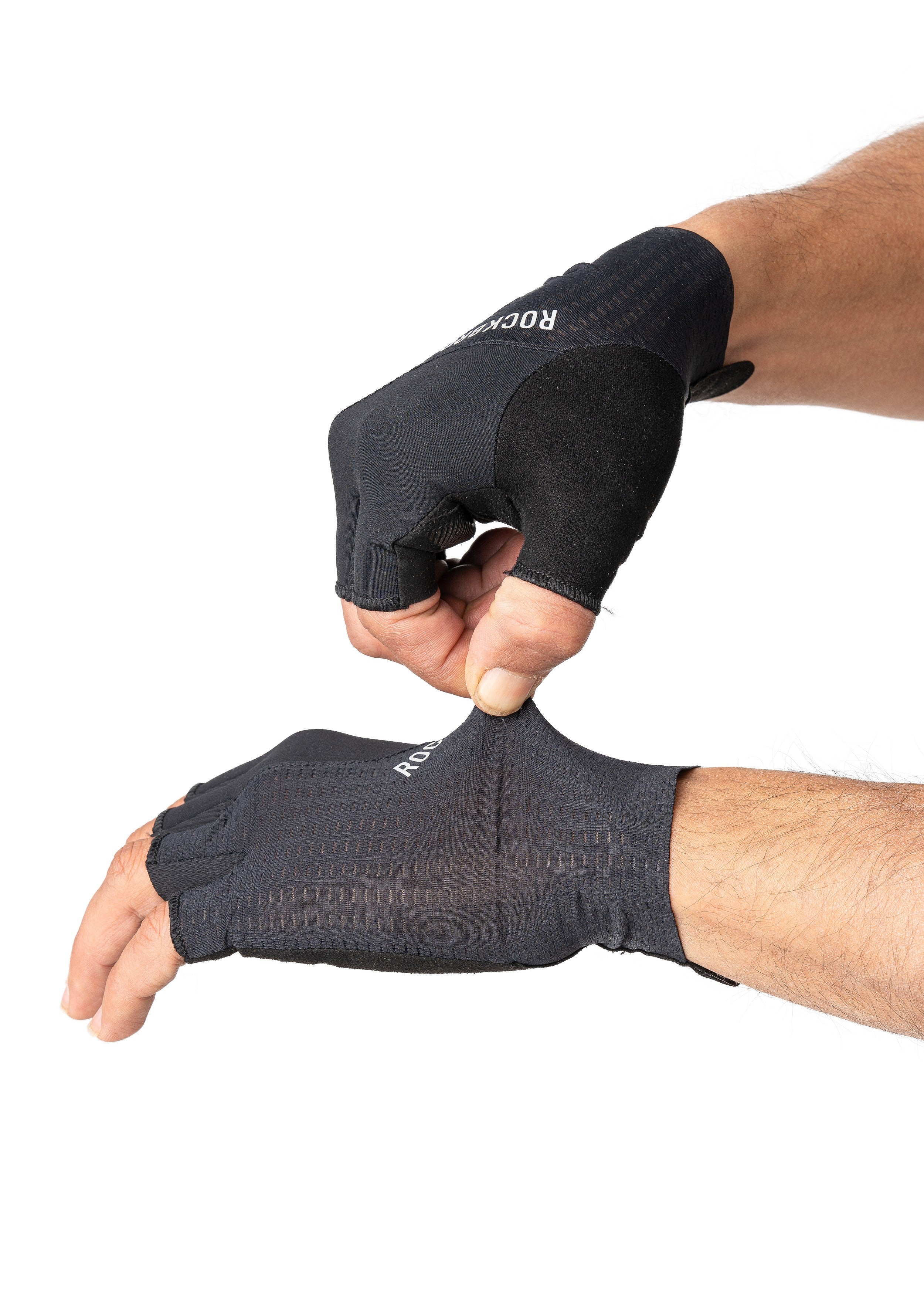 ROCKRBOS Road-to-Sky Cycling Fingerless Gloves #Color_Black