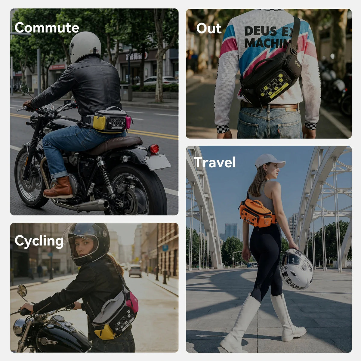 3.2L Expandable Motorcycle Waist Bag with Magnetic Buckle
