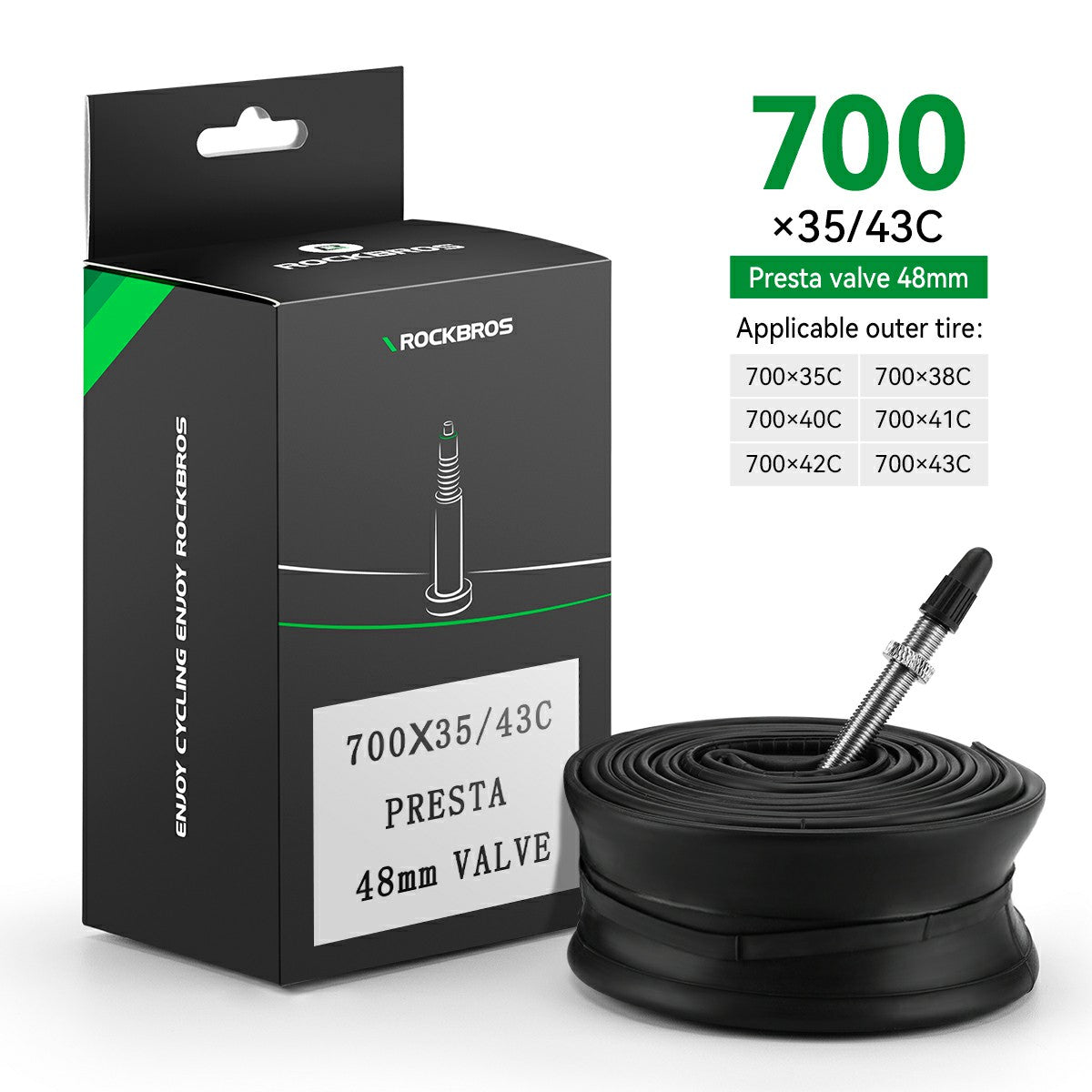 700X23/25/28/35C Road Bike Inner Tube 48mm Presta/Schrader Valve High Self Sealing Butyl Rubber