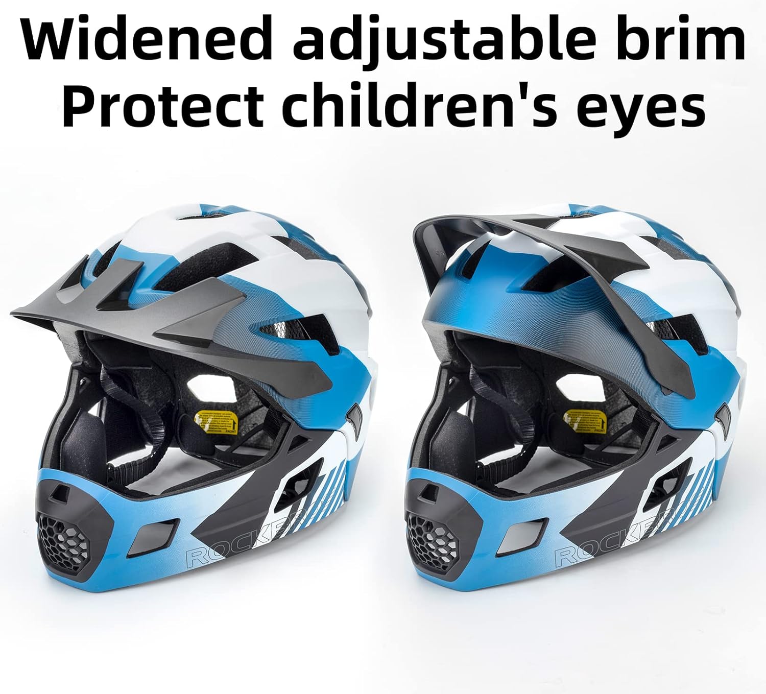 ROCKBROS Kids Full Face Bike Helmet Ages 5-14 Anti-Collision Detachable Chin - ROCKBROS