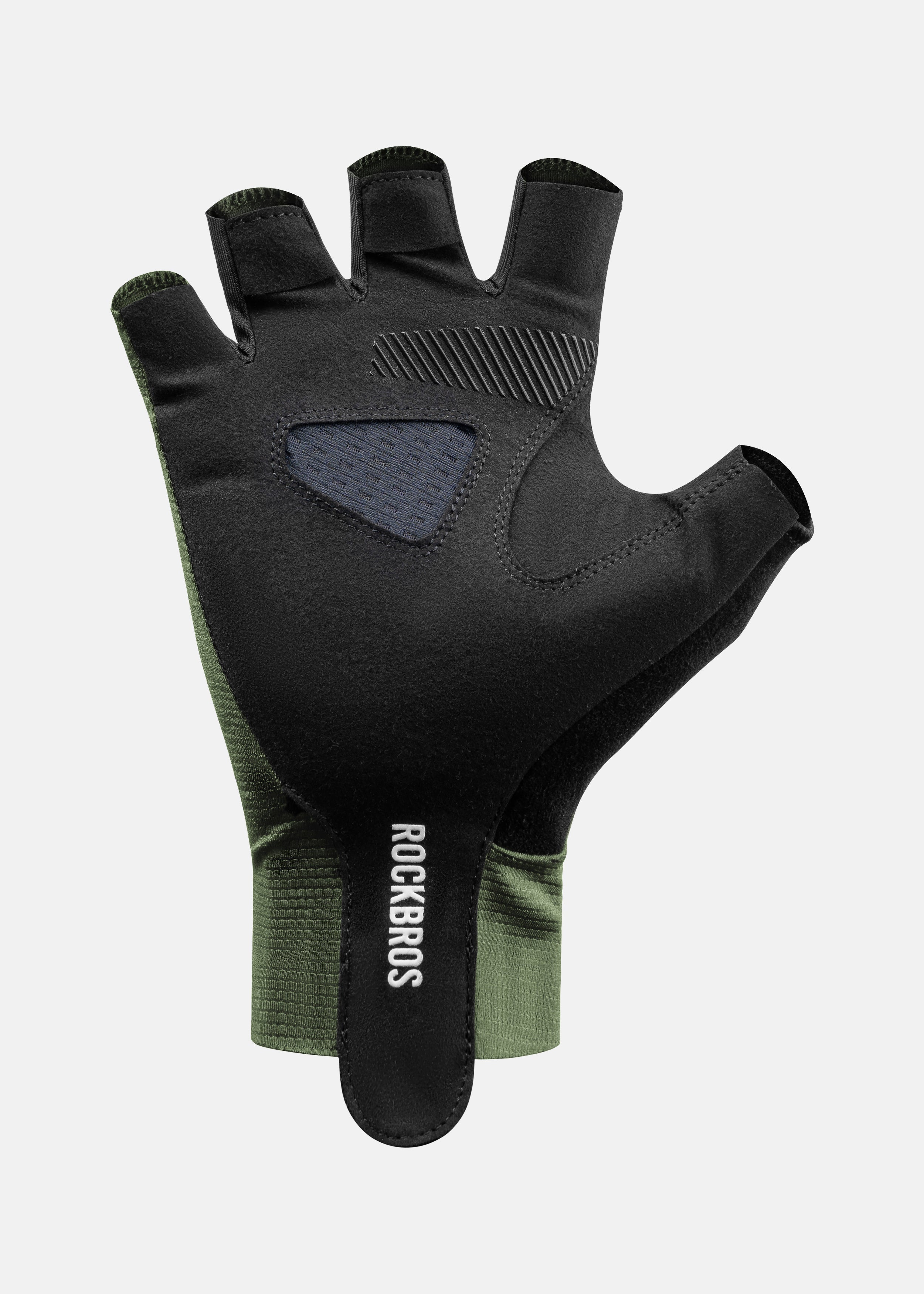 ROCKRBOS Road-to-Sky Cycling Fingerless Gloves #Color_Black Green