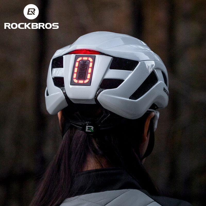 ROCKBROS Safety Warning Helmet with Built-In Lights and Adjustable Fit