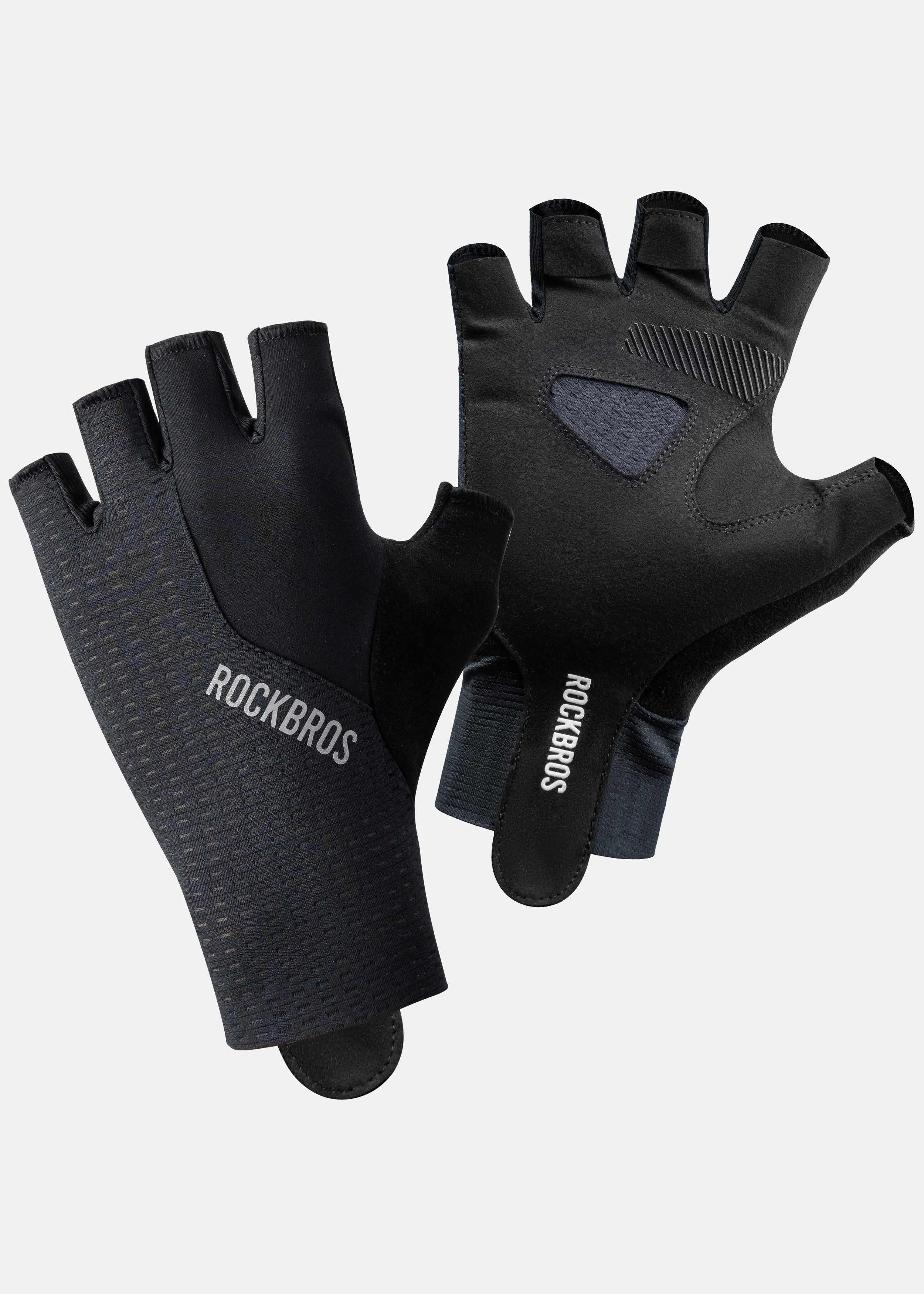 ROCKRBOS Road-to-Sky Cycling Fingerless Gloves #Color_Black