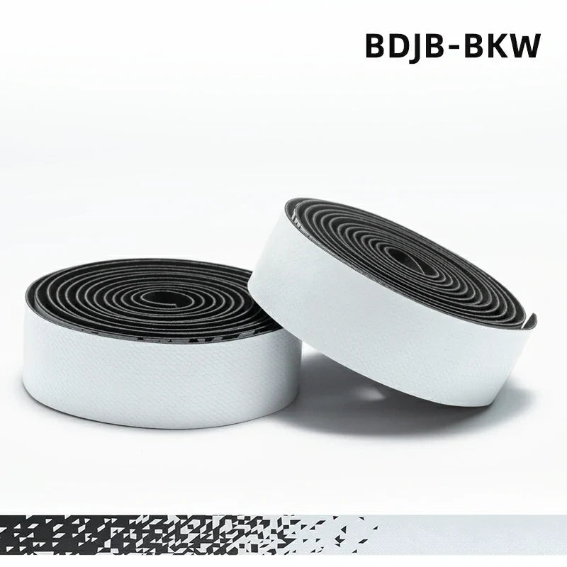 Two rolls of black and white tape on a white background with 'BDJB-BKW' text. #Color_White
