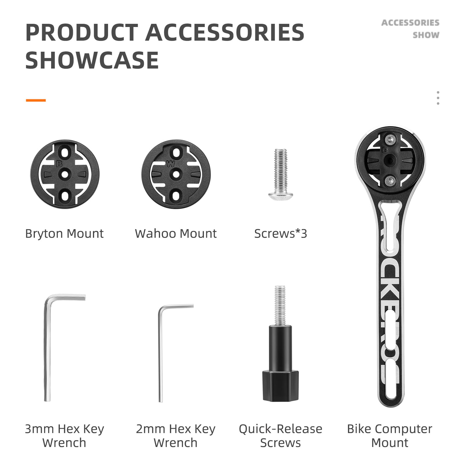 ROCKBROS Bike Aluminum Computer Mount compatible with Garmin, Wahoo, Bryton, and GoPro - ROCKBROS#color_Big Logo