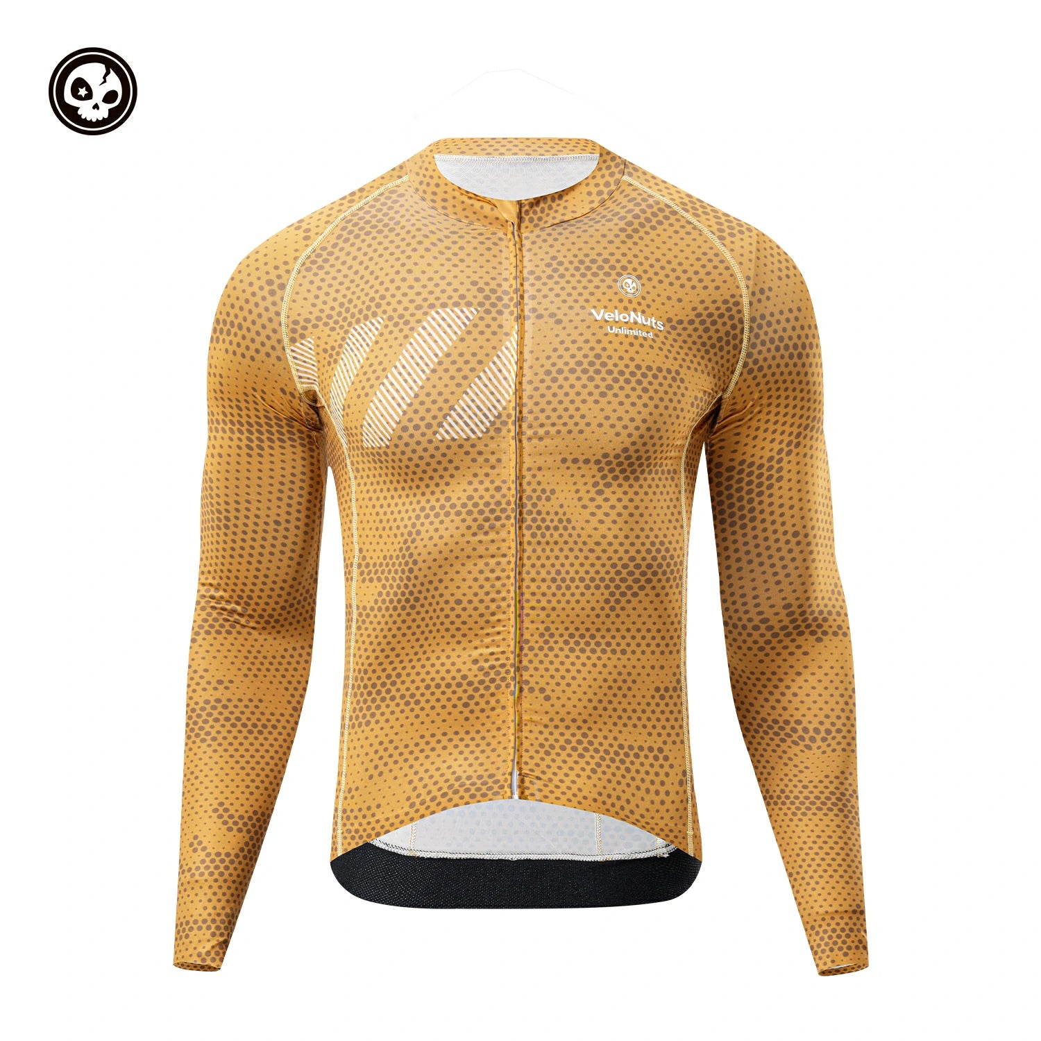 Yellow cycling jersey with a brand logo on a white background #color_yellow