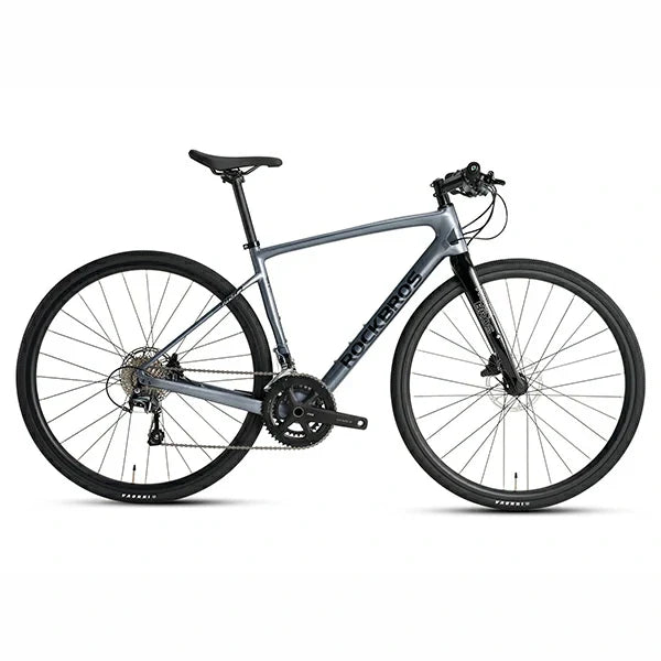 gravel road bike for sale ROCKBROS RND 700C Carbon Road Bike – Shimano Tiagra 2x10 Speed, Hydraulic Disc, Lightweight 9.76kg, Gray / M