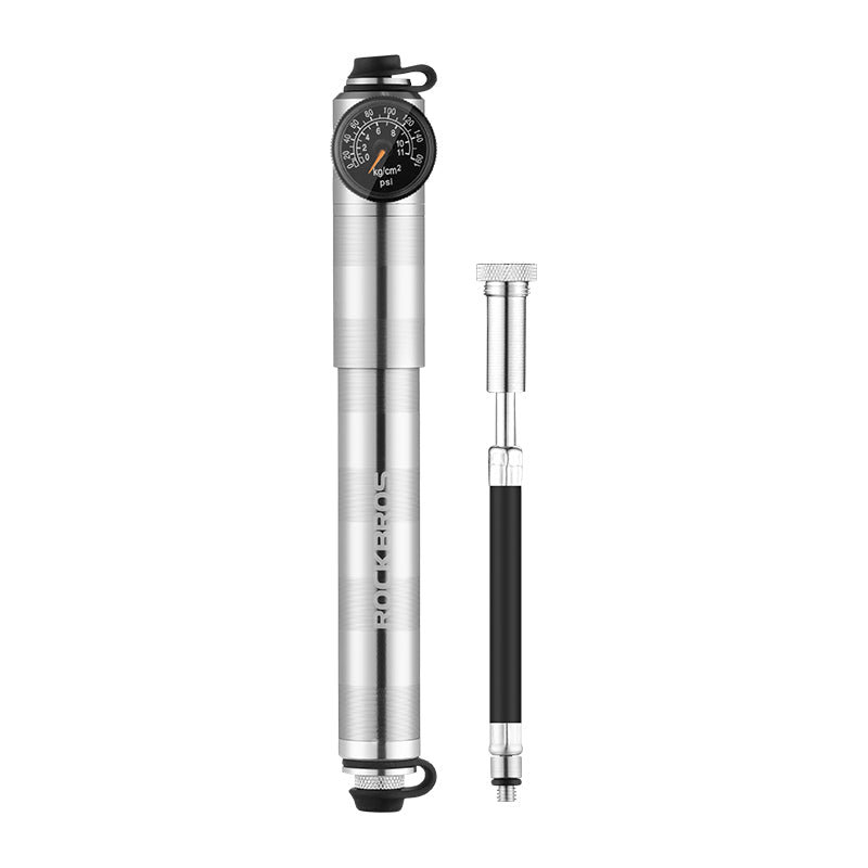 ROCKBROS Portable Ultralight Aluminum Bike Pump 160PSI Baromete Cycling Inflators