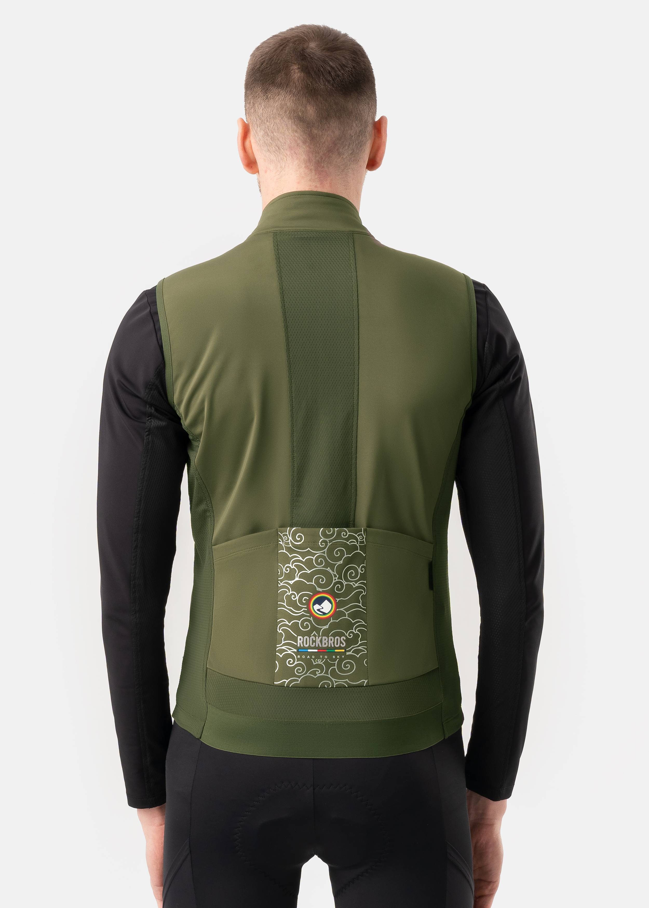 ROAD TO SKY Wind Proof Warm Vest Army Green