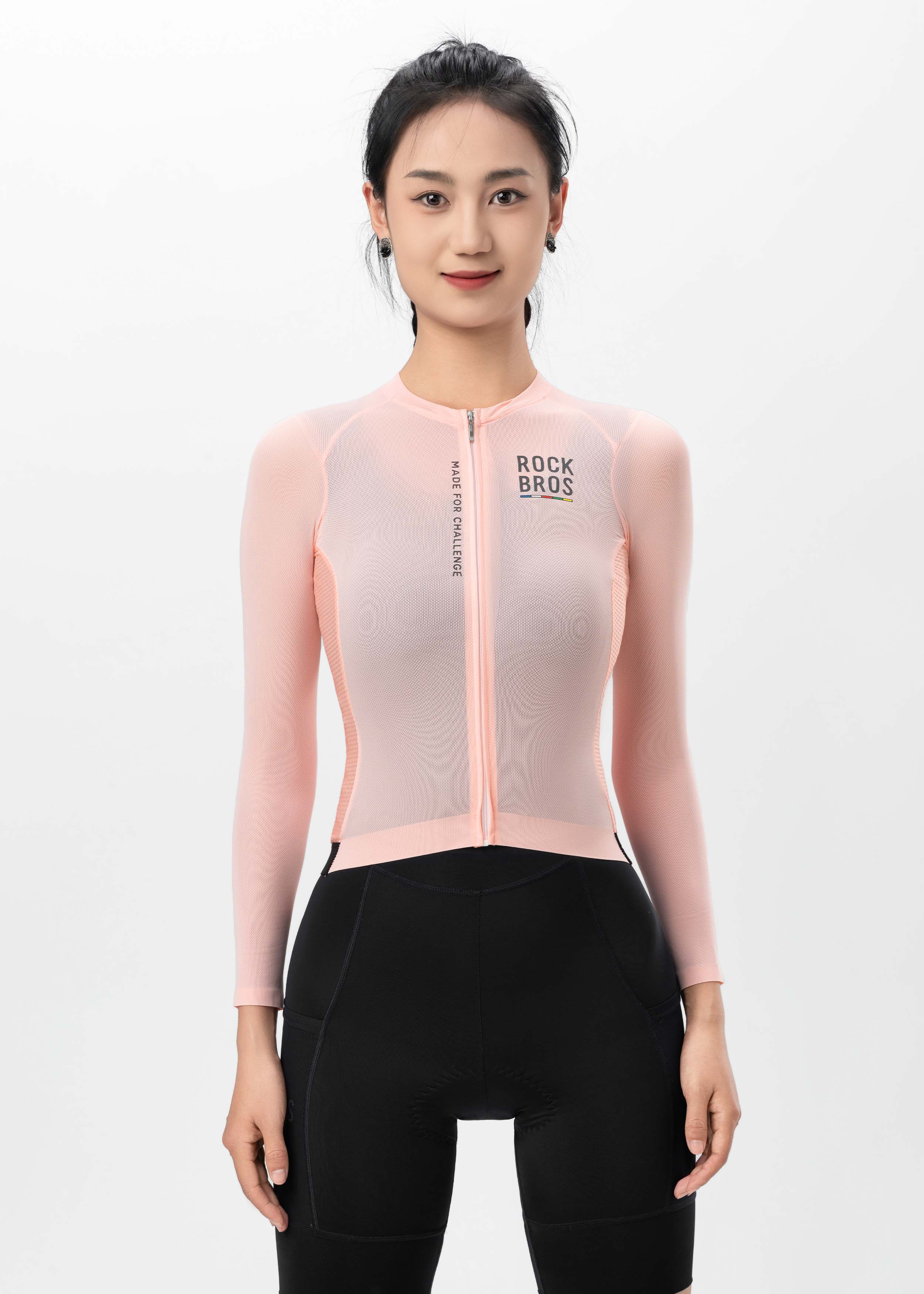 ROAD TO SKY Women's Cycling Long-Sleeved Jersey ¢ò Pink Orange