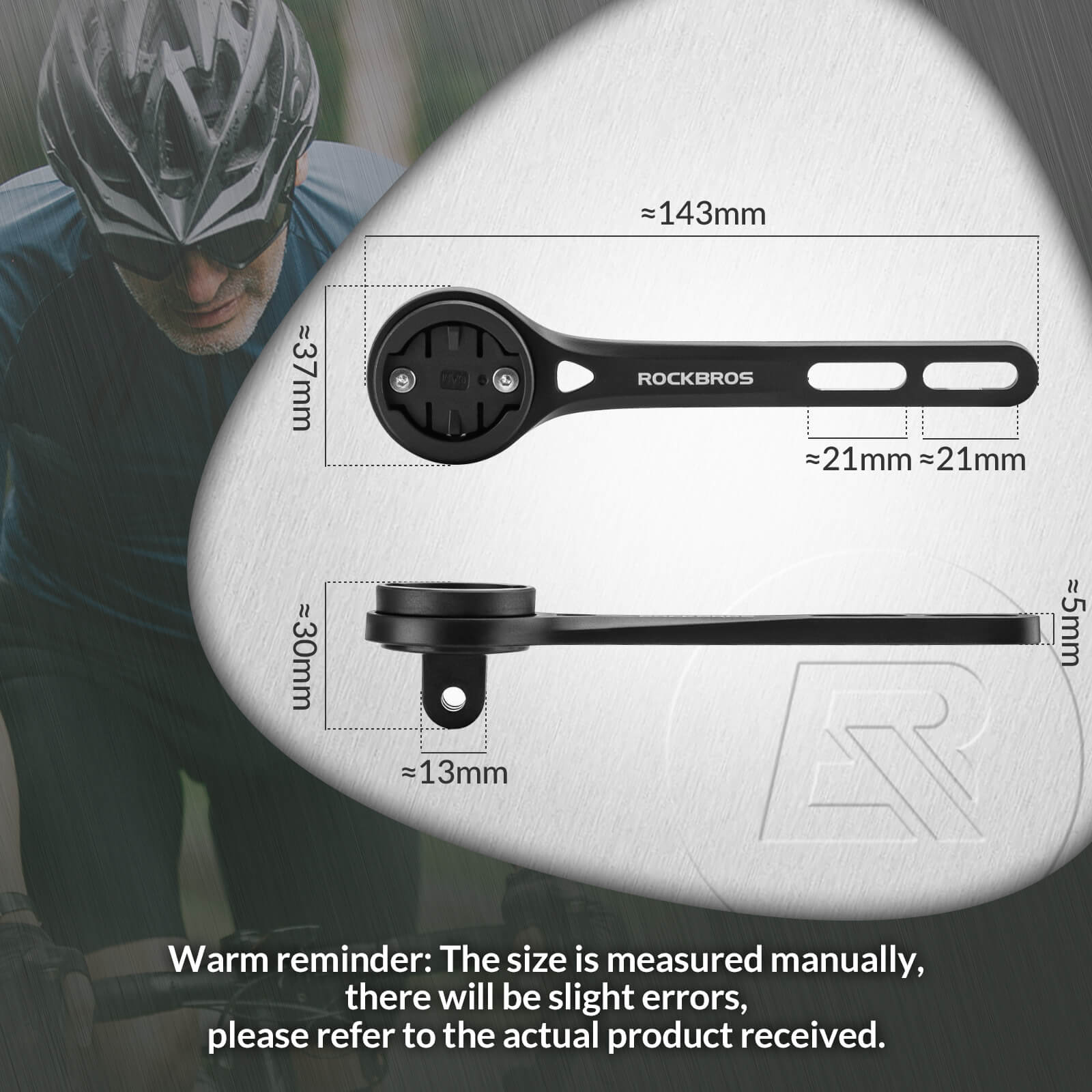 ROCKBROS Bicycle Computer Mount featuring compatibility with sport camera adapters, designed for durable and stable use on handlebars.