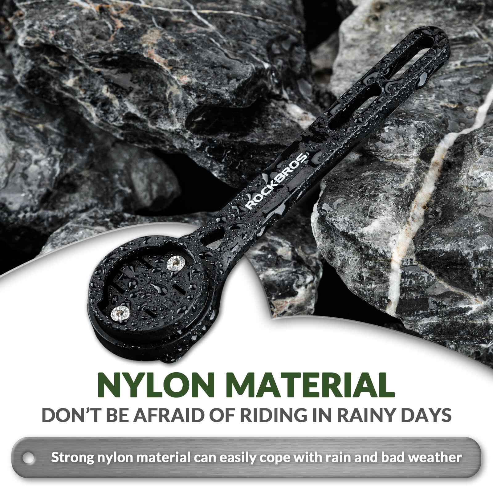 ROCKBROS Bicycle Computer Mount featuring compatibility with sport camera adapters, designed for durable and stable use on handlebars.