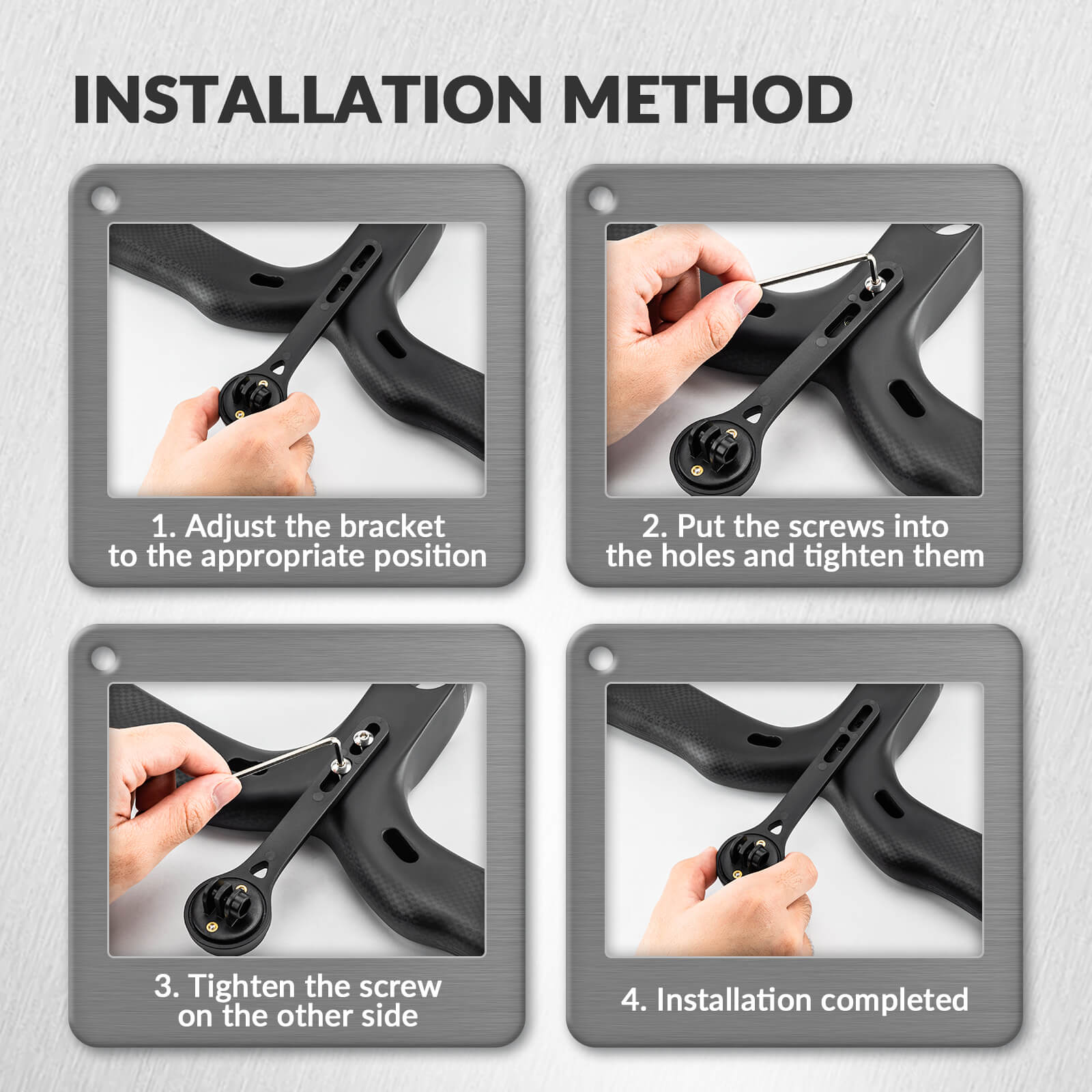 ROCKBROS Bicycle Computer Mount featuring compatibility with sport camera adapters, designed for durable and stable use on handlebars.