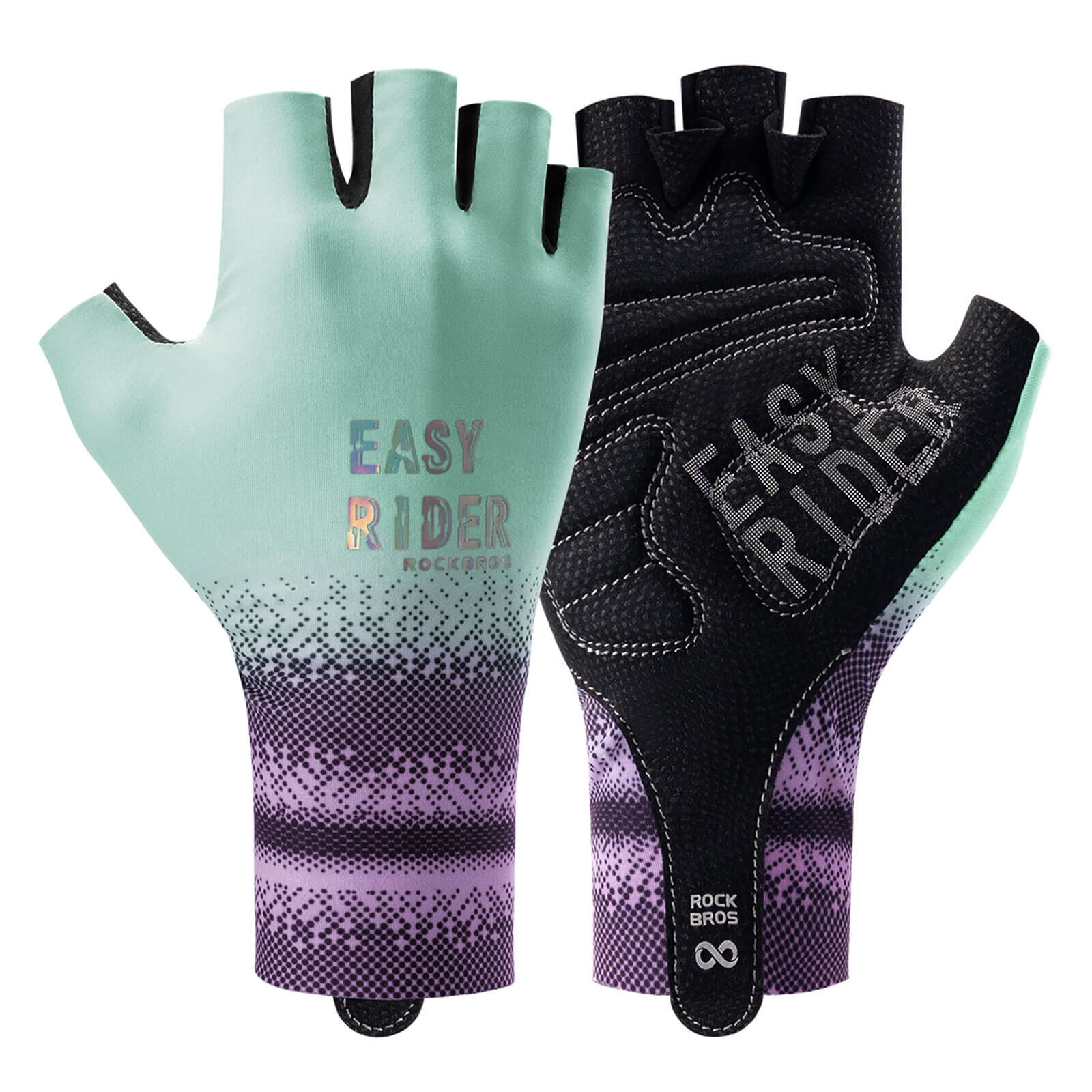 ROCKBROS Half-Finger Women Cycling Gloves Summer Gradient, green / M