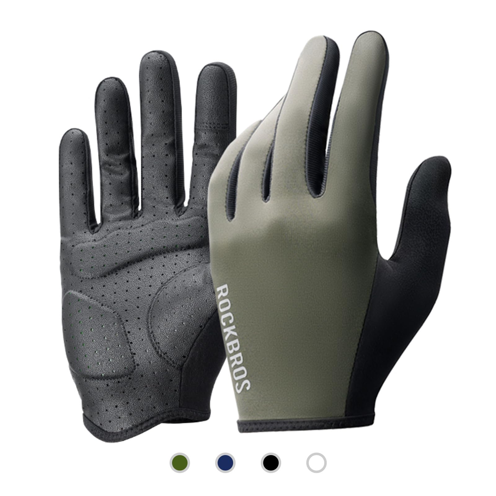 ROCKBROS Road-to-Sky Spring Summer Cycling Gloves Full Finger Touch Screen #Color_Grass Green