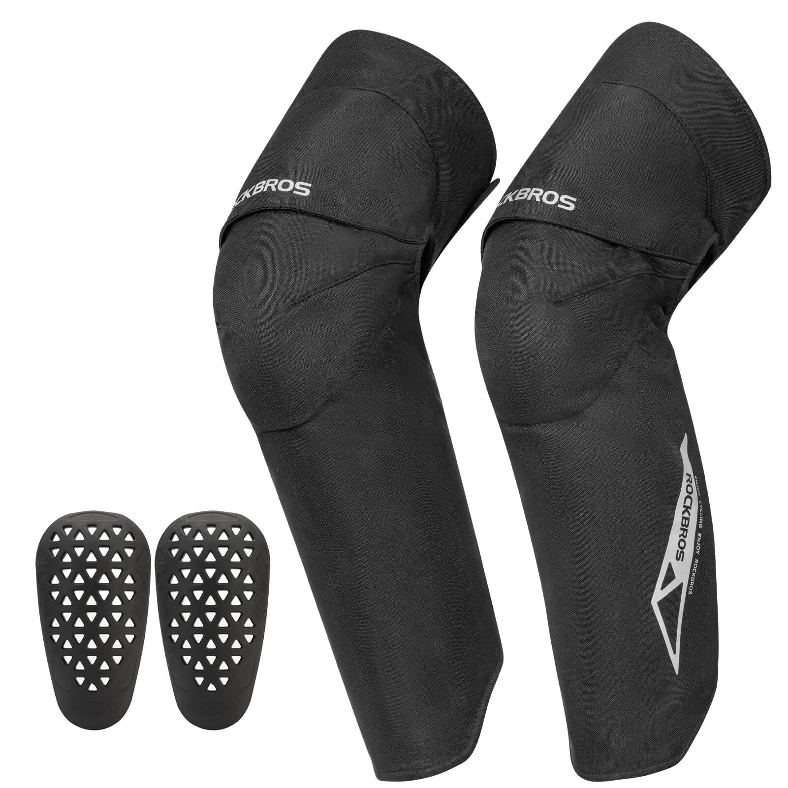 Black knee pads with additional shingles on a white background #Type_Long With Pad