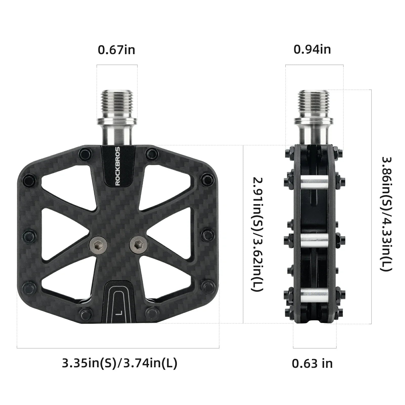 ROCKBROS-carbon-fiber-bike-pedals-lightweight-3-bearing,-non-slip-9/16"-wide-flat