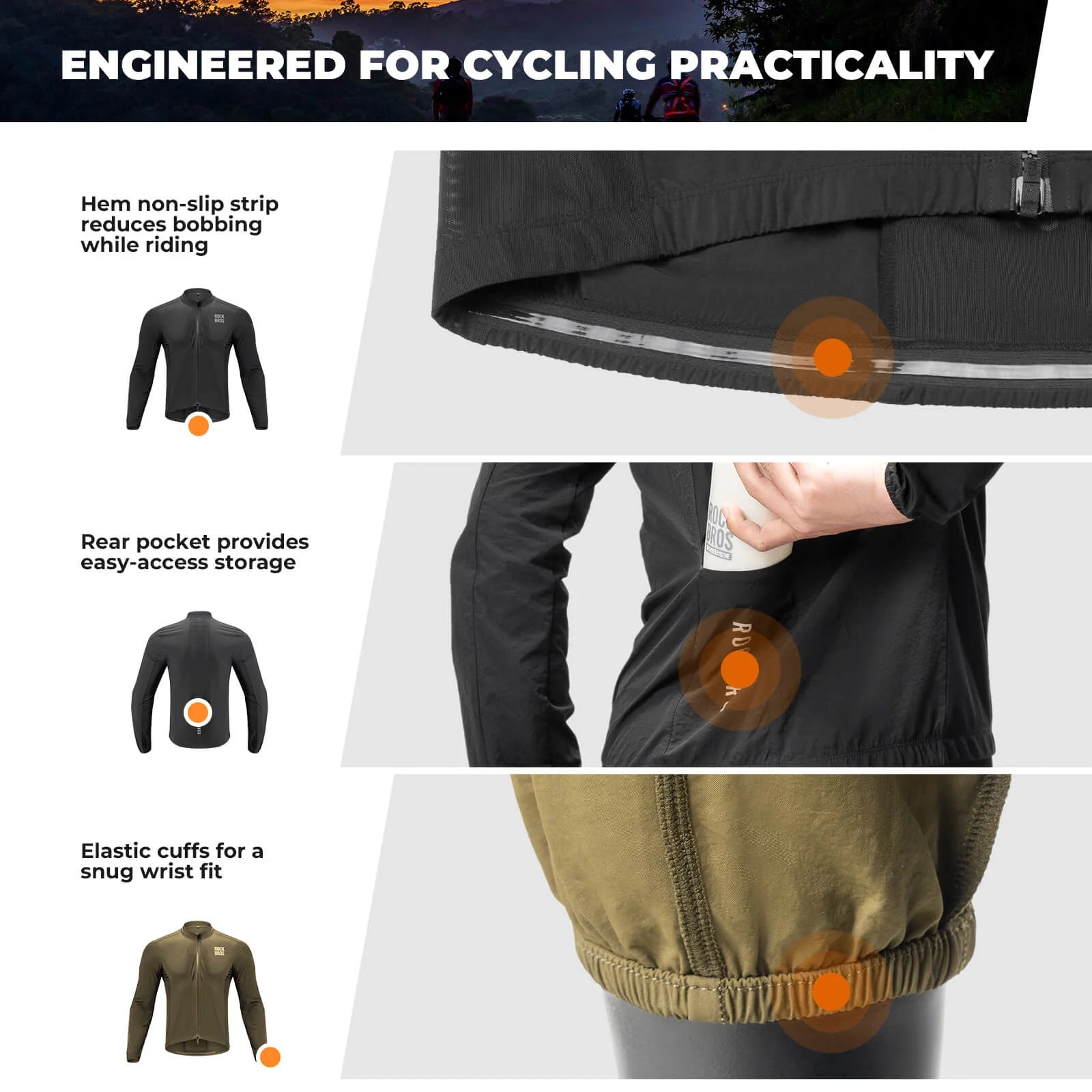 Cycling Windbreaker Jacket Foldable Long-Seeved