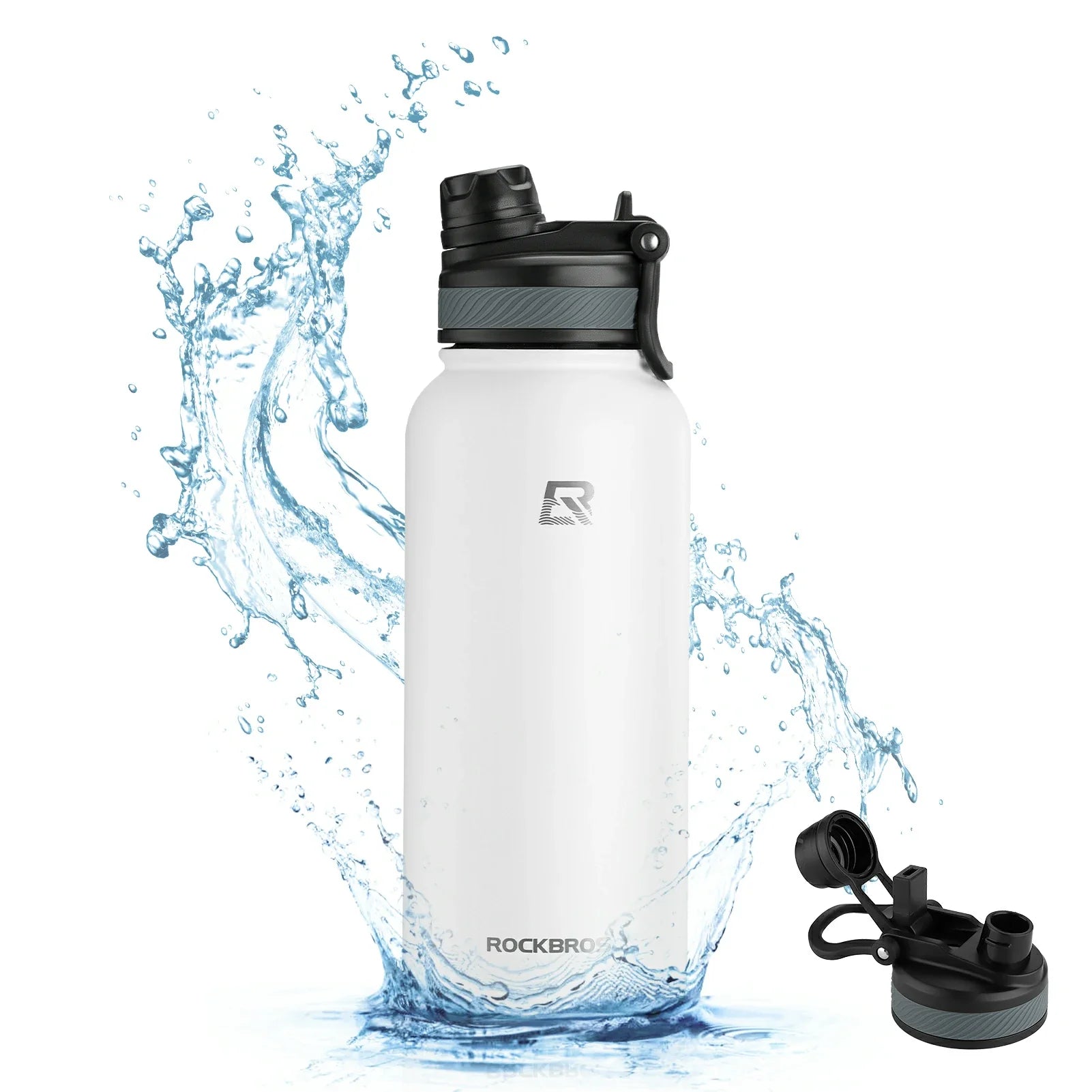 ROCKBROS Stainless Steel Insulated Water Bottle with Straw