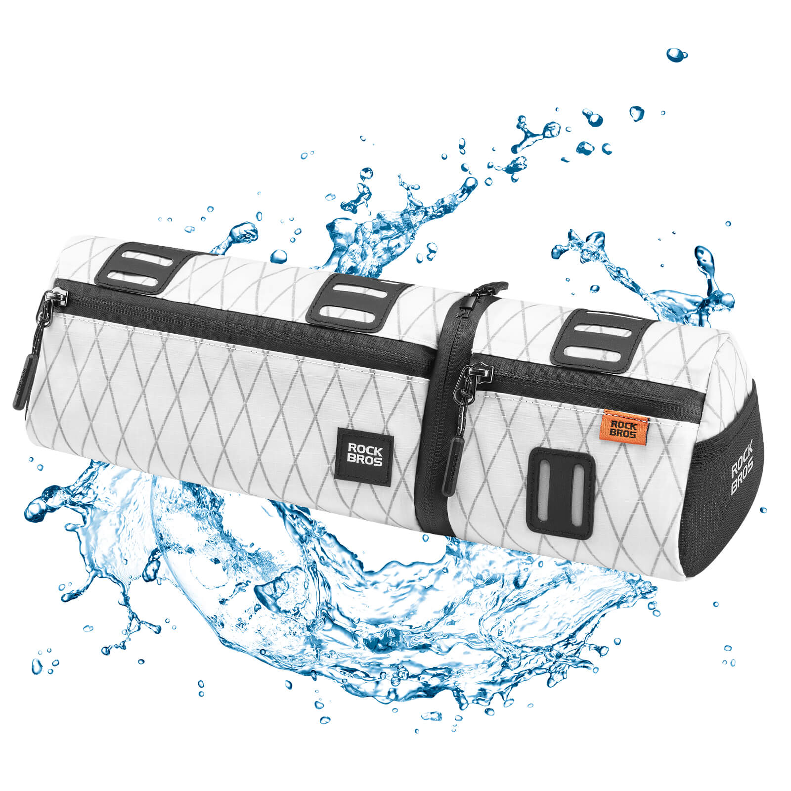 ROCKBROS versatile 2 in 1 bike bag, waterproof handlebar bag with shoulder strap, practical and durable for cycling. #Color_White