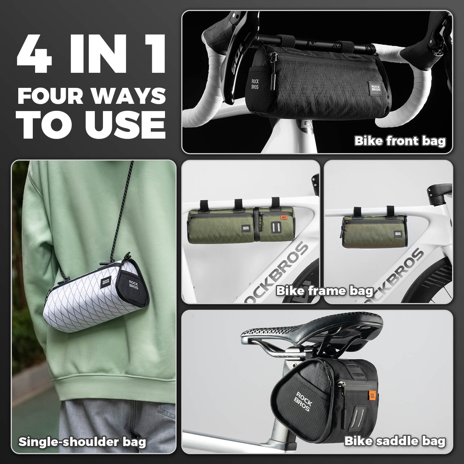ROCKBROS Versatile 2 in 1 Bike Bag Waterproof Handlebar Bag With Shoulder Strap