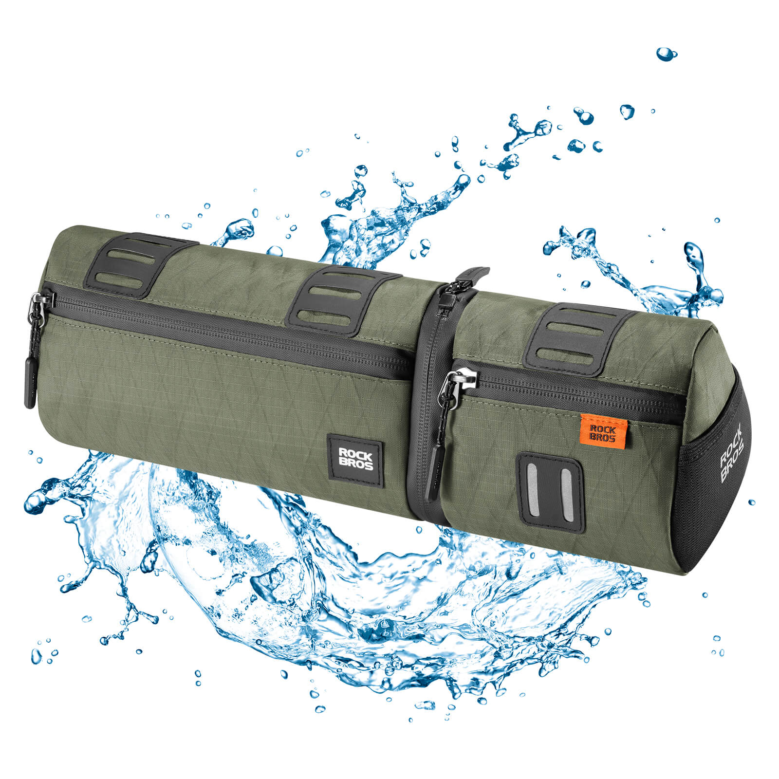 ROCKBROS versatile 2 in 1 bike bag, waterproof handlebar bag with shoulder strap, practical and durable for cycling. #Color_green