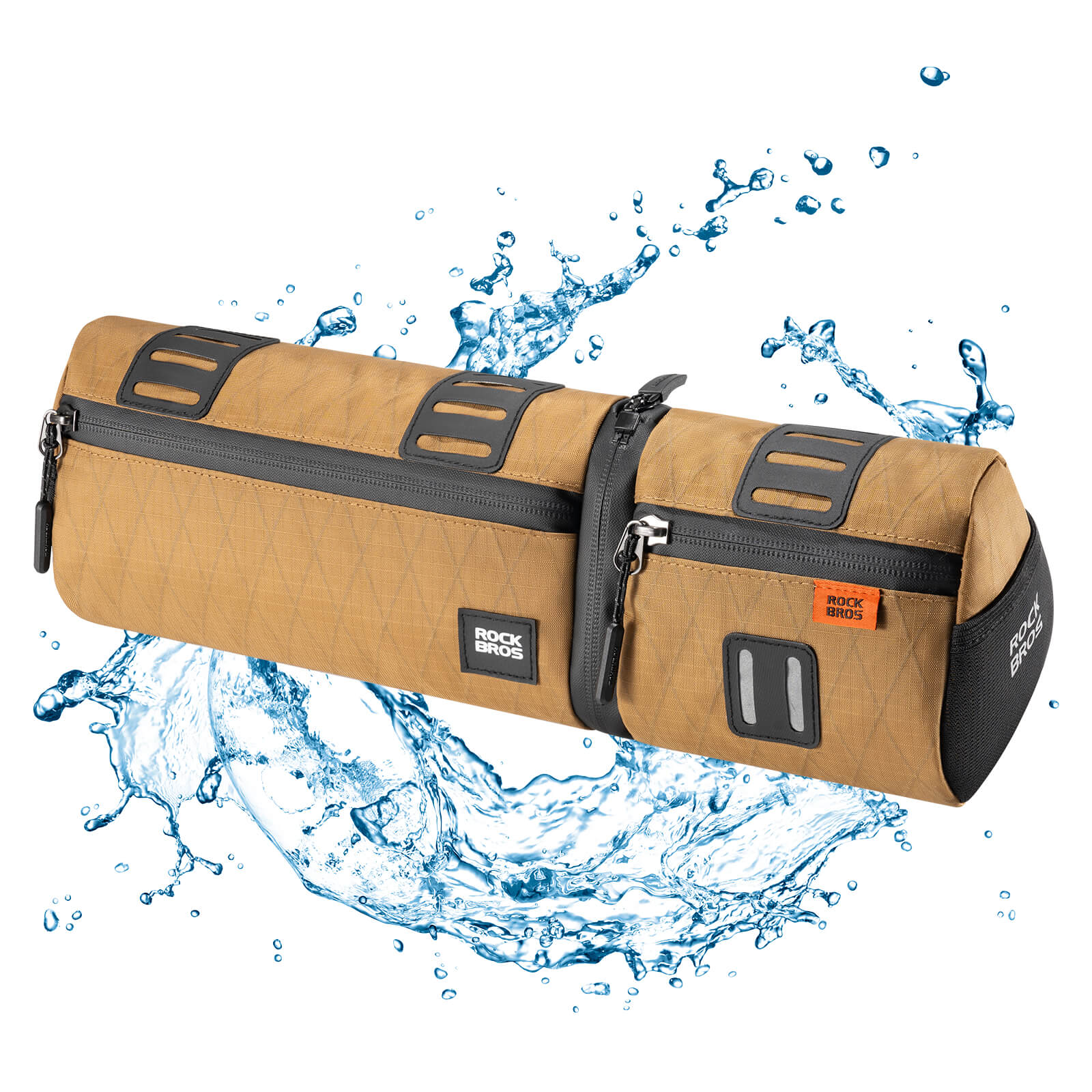 ROCKBROS versatile 2 in 1 bike bag, waterproof handlebar bag with shoulder strap, practical and durable for cycling. #Color_brown