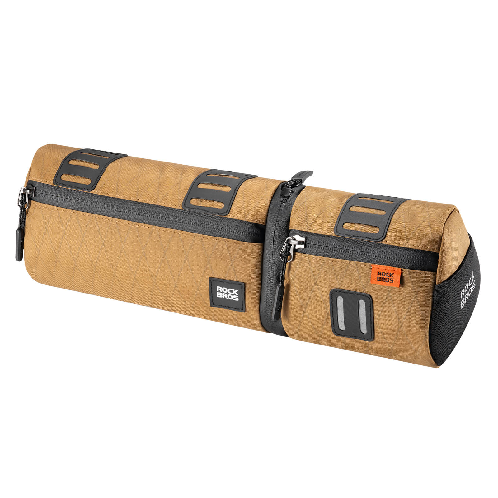 ROCKBROS versatile 2 in 1 bike bag, waterproof handlebar bag with shoulder strap, practical and durable for cycling. #Color_brown