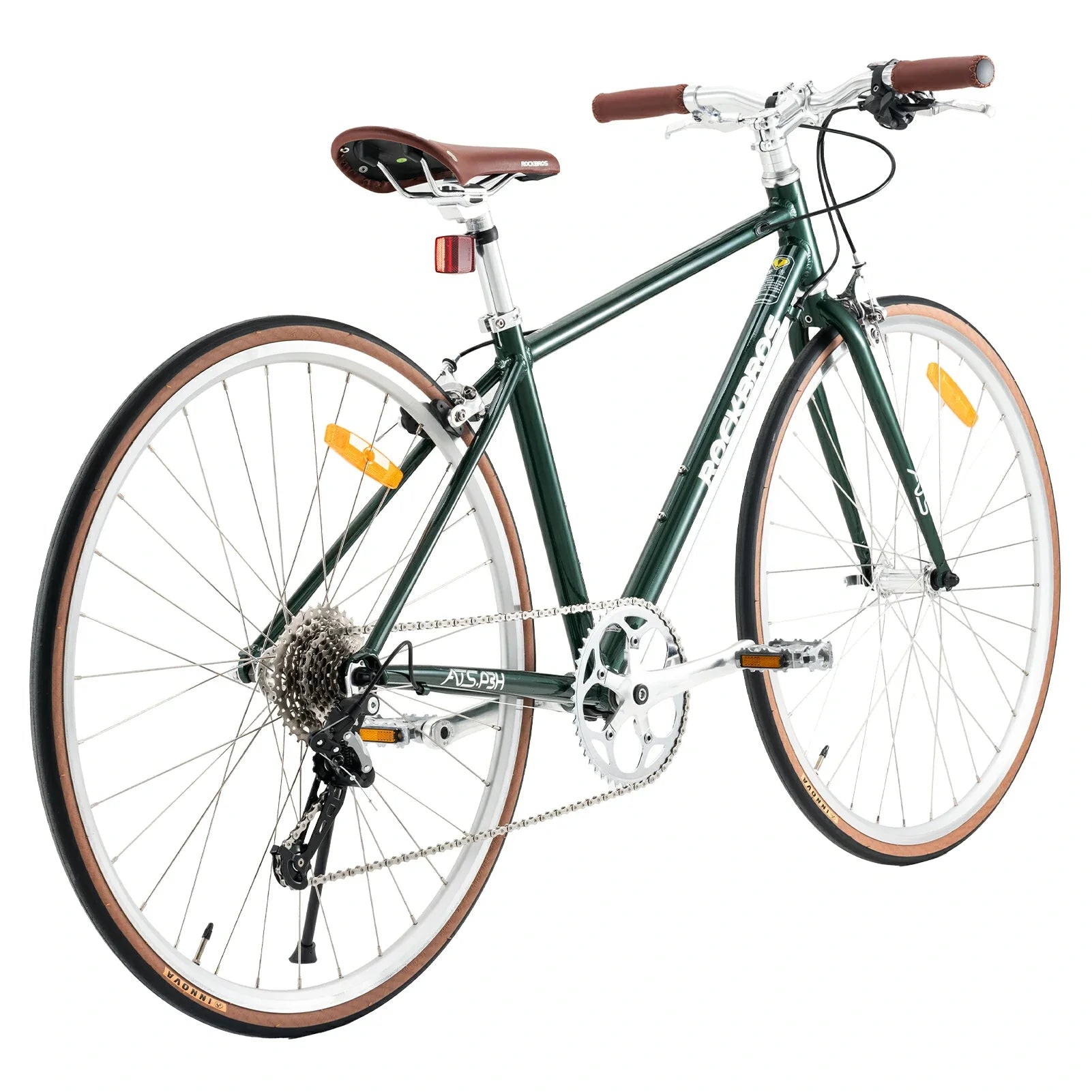 Back view of ATS Classic 700C Road Bike in green #color_green