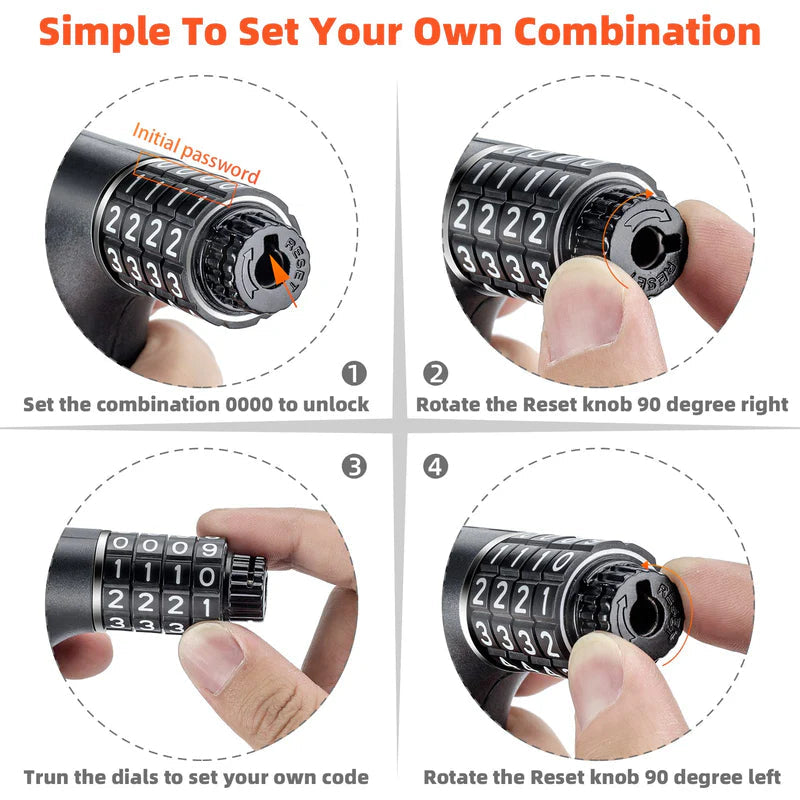 Bike Lock Set with U-Lock and Combination Chain Lock