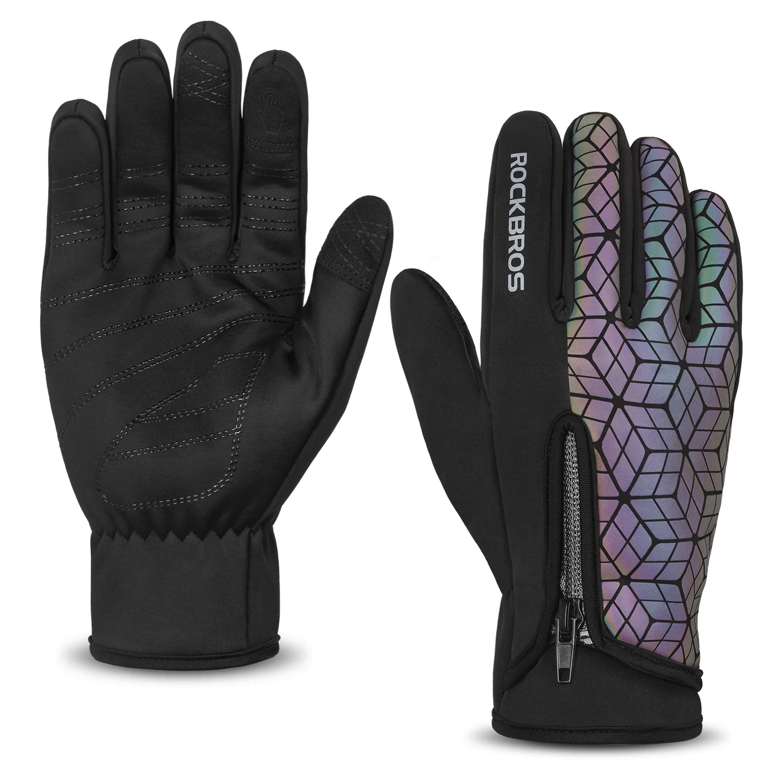 gore bicycle gloves ROCKBROS Winter Cycling Gloves for Men & Women, Fleece Full Finger, Touchscreen