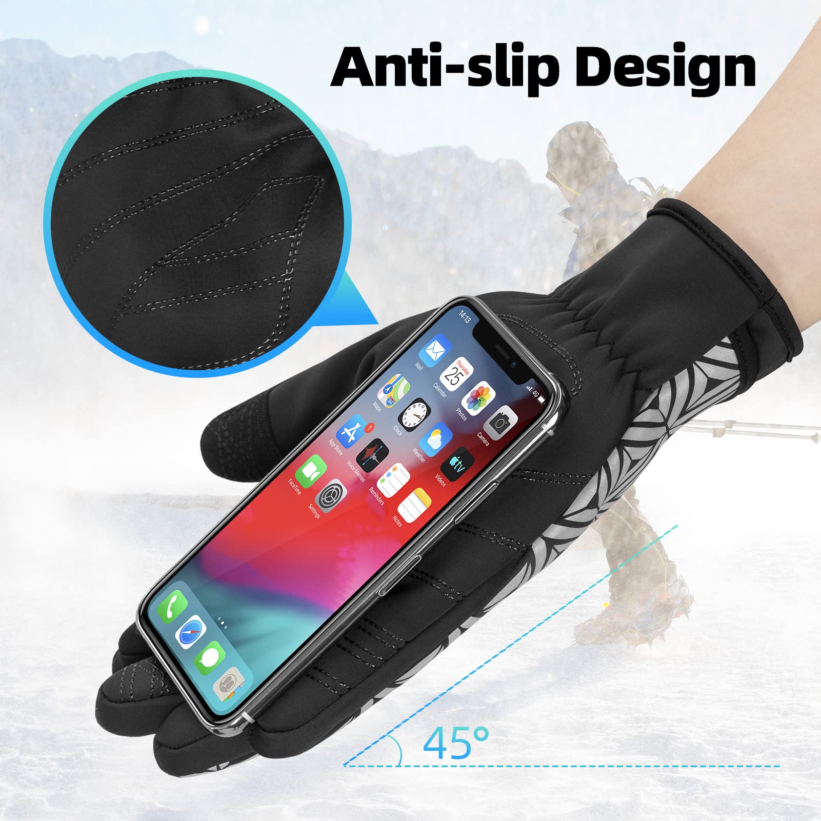 ROCKBROS Winter Cycling Gloves for Men & Women, Fleece Full Finger, Touch Screen Bike Gloves