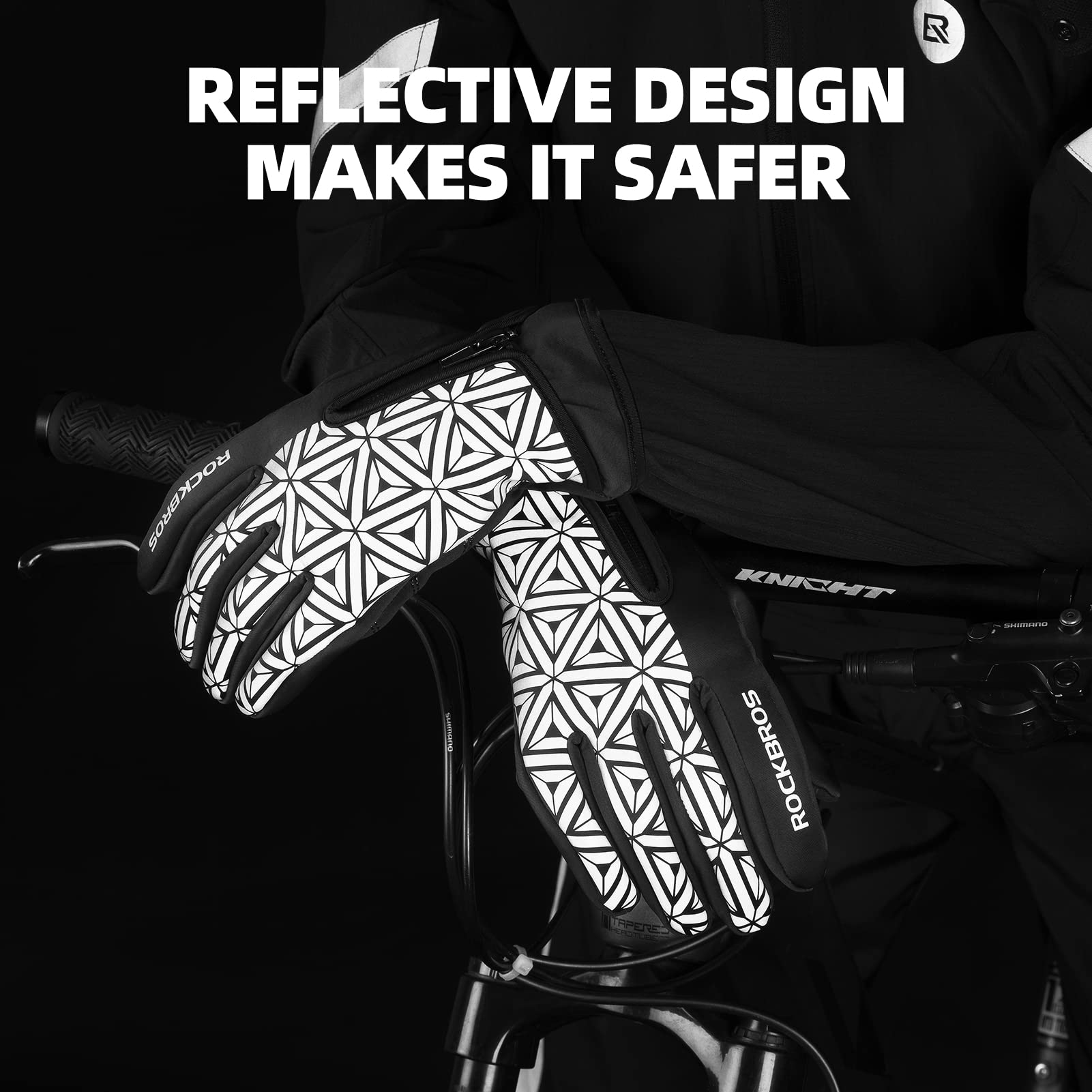 ROCKBROS Winter Cycling Gloves for Men & Women, Fleece Full Finger, Touch Screen Bike Gloves