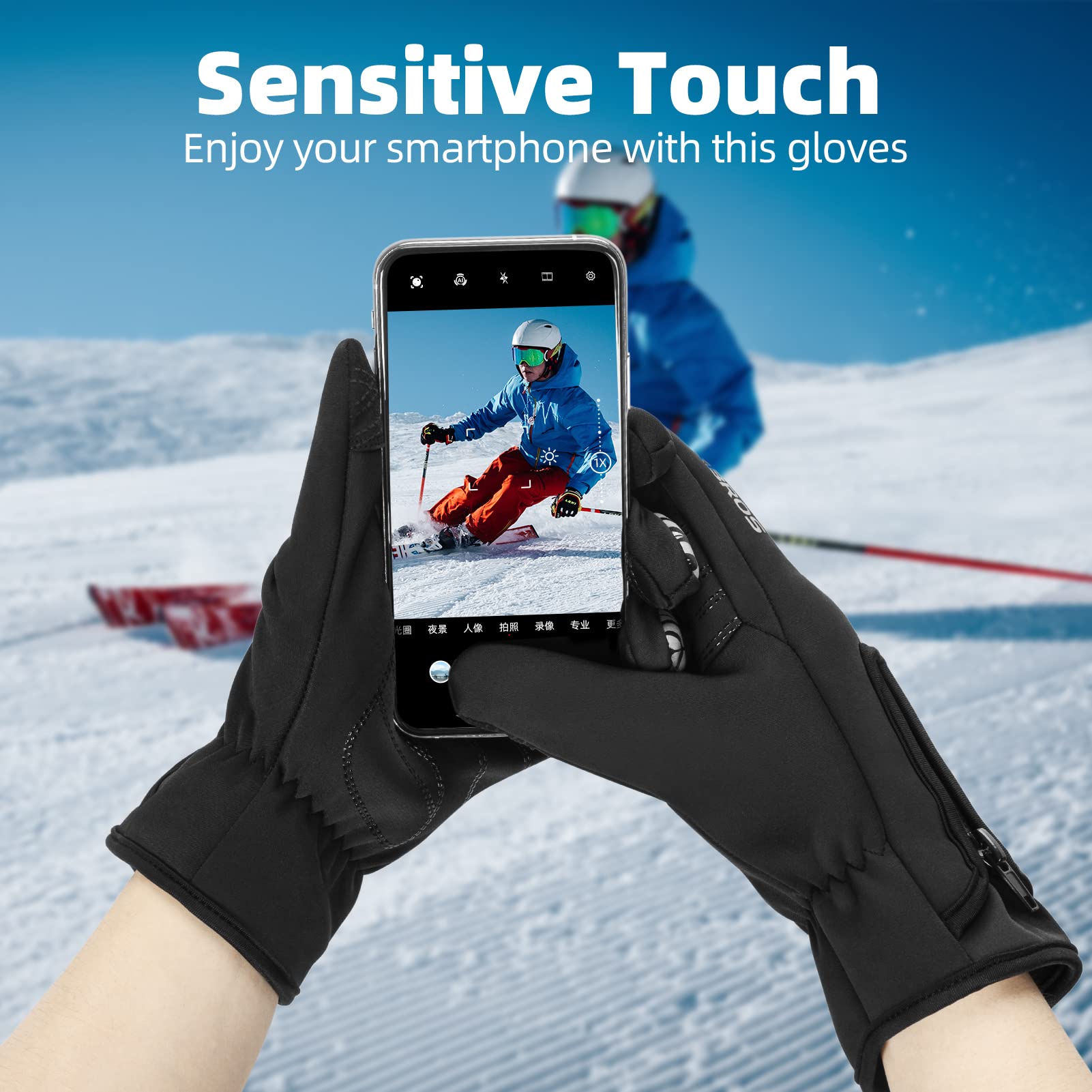 ROCKBROS Winter Cycling Gloves for Men & Women, Fleece Full Finger, Touch Screen Bike Gloves