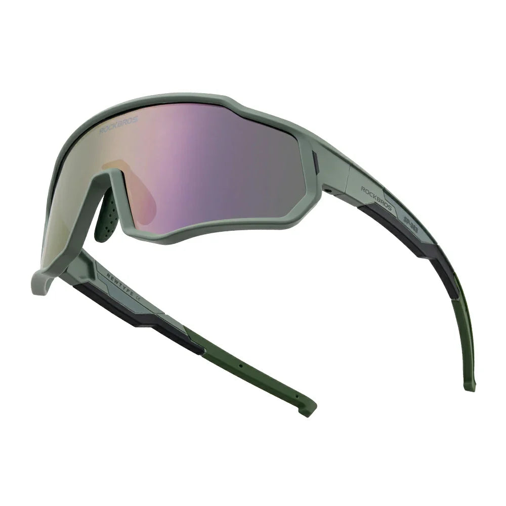 Kids riding sunglasses with clear field of view #color_Matte Green / Polarized Purple