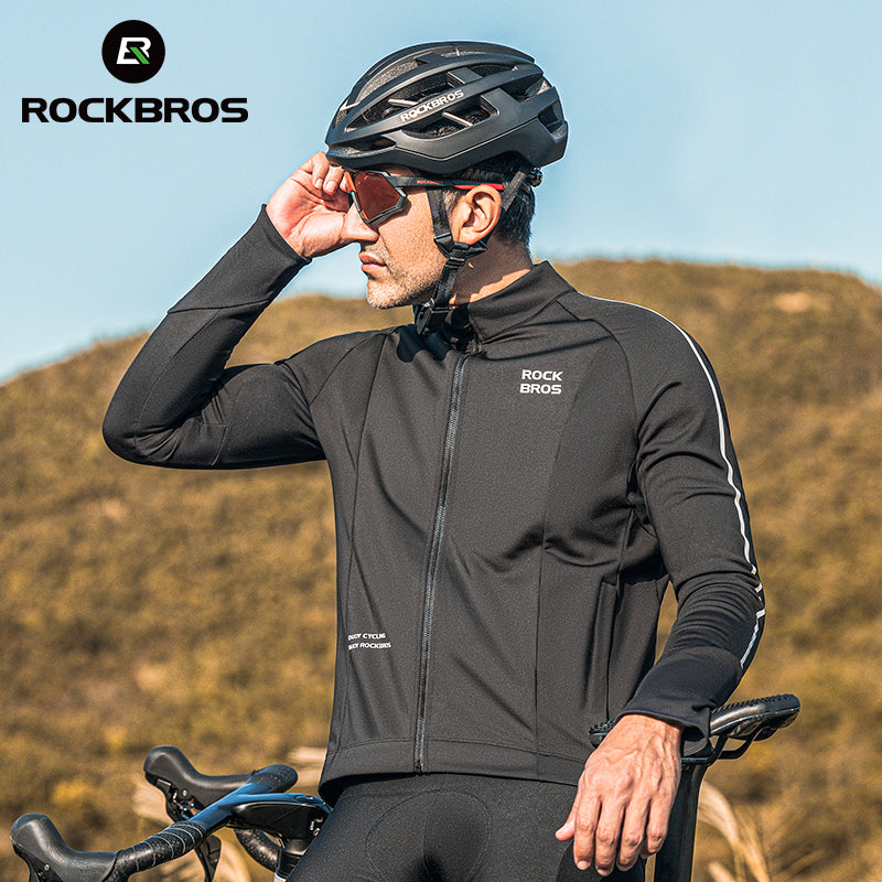 Men’s Cycling Fleece Jersey Long Sleeve for 32–50°F