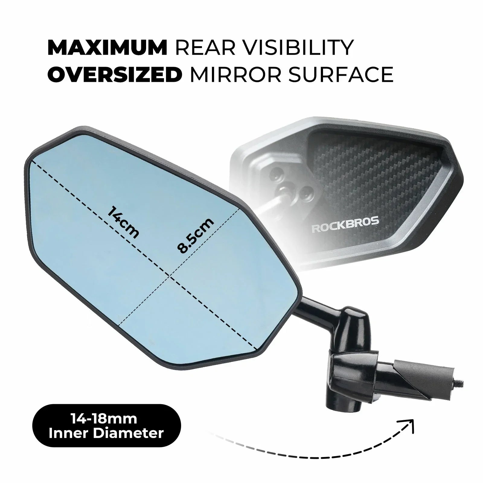 Cycling Mirror Wide-Angle Anti-Glare Rear View#Color_Carbon Fibre Model (Left)